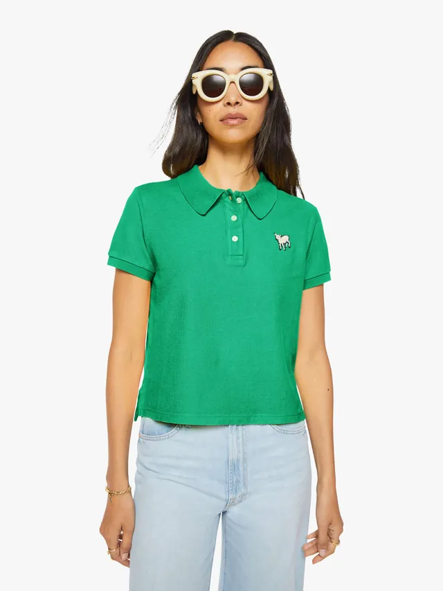 Mother The Split S/S Match Polohemd Holly Green Baumwolle