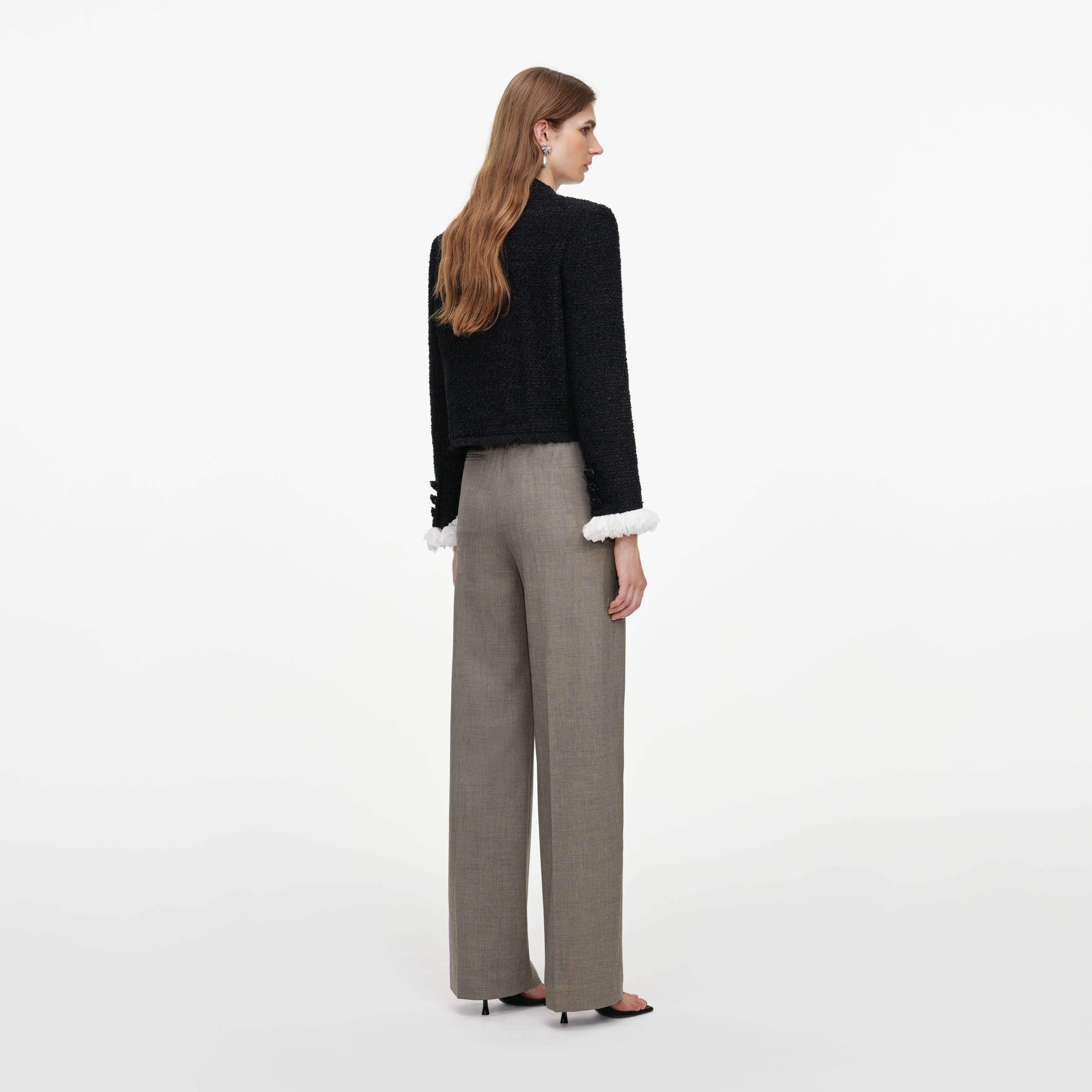 Self Portrait Brown Twill Tailored Hose Stoffhose Braun