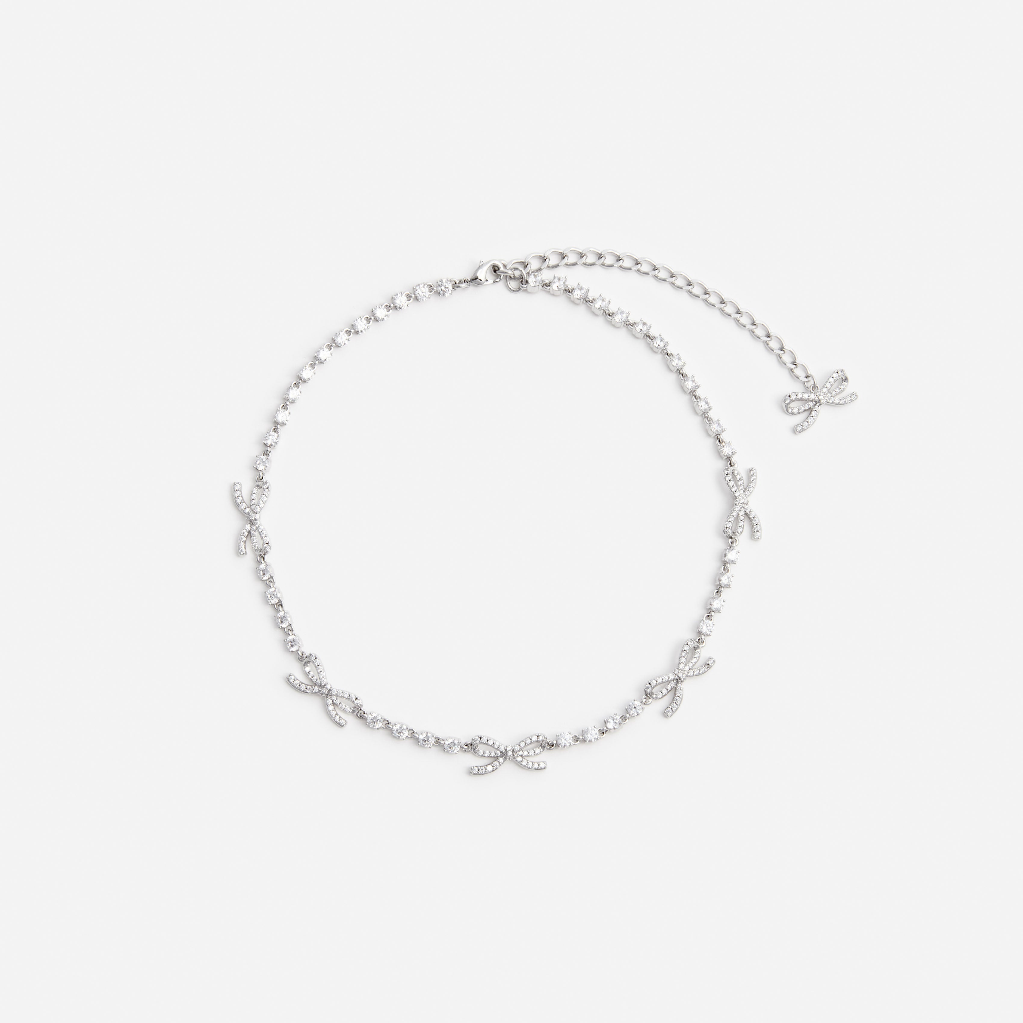 Self Portrait Crystal Bow Halskette Silber Kristall Schleife