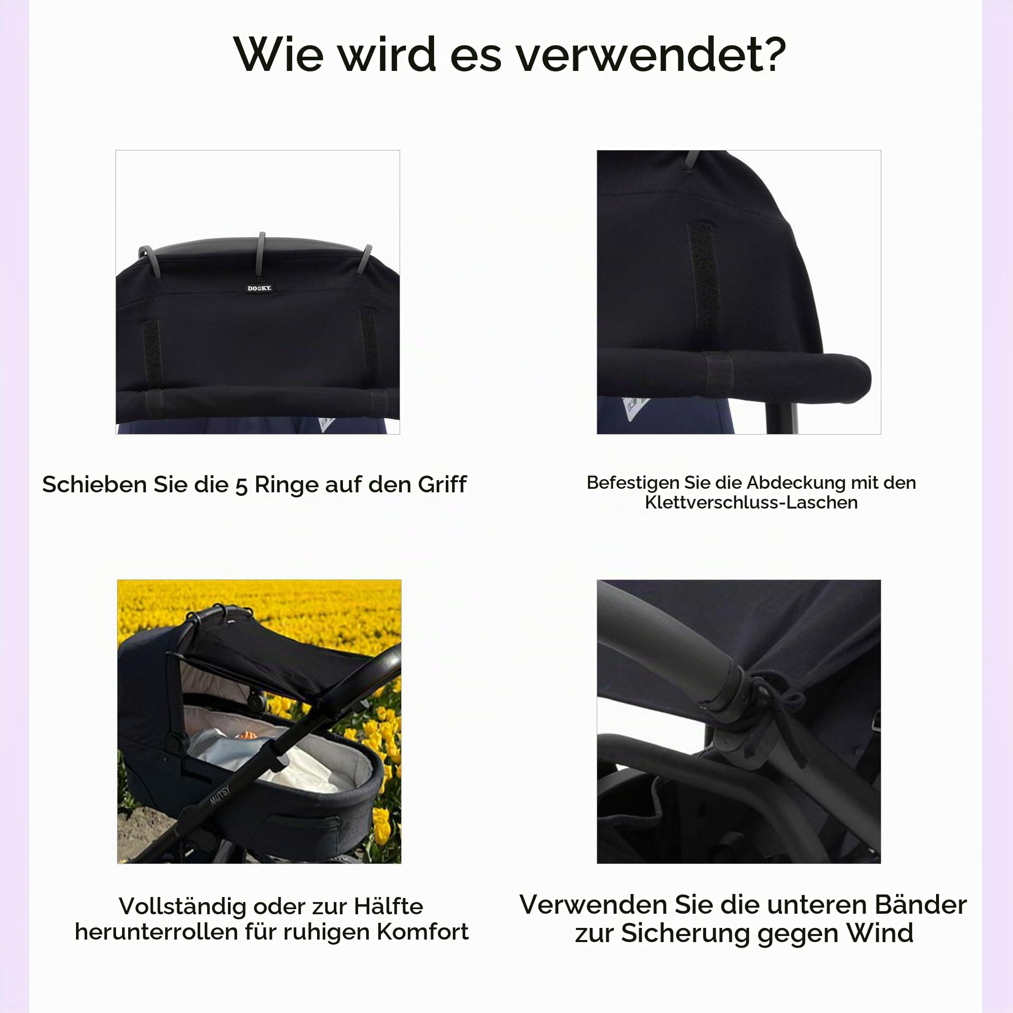 Dooky Universal Cover Sonnensegel Kinderwagen Black UPF50+