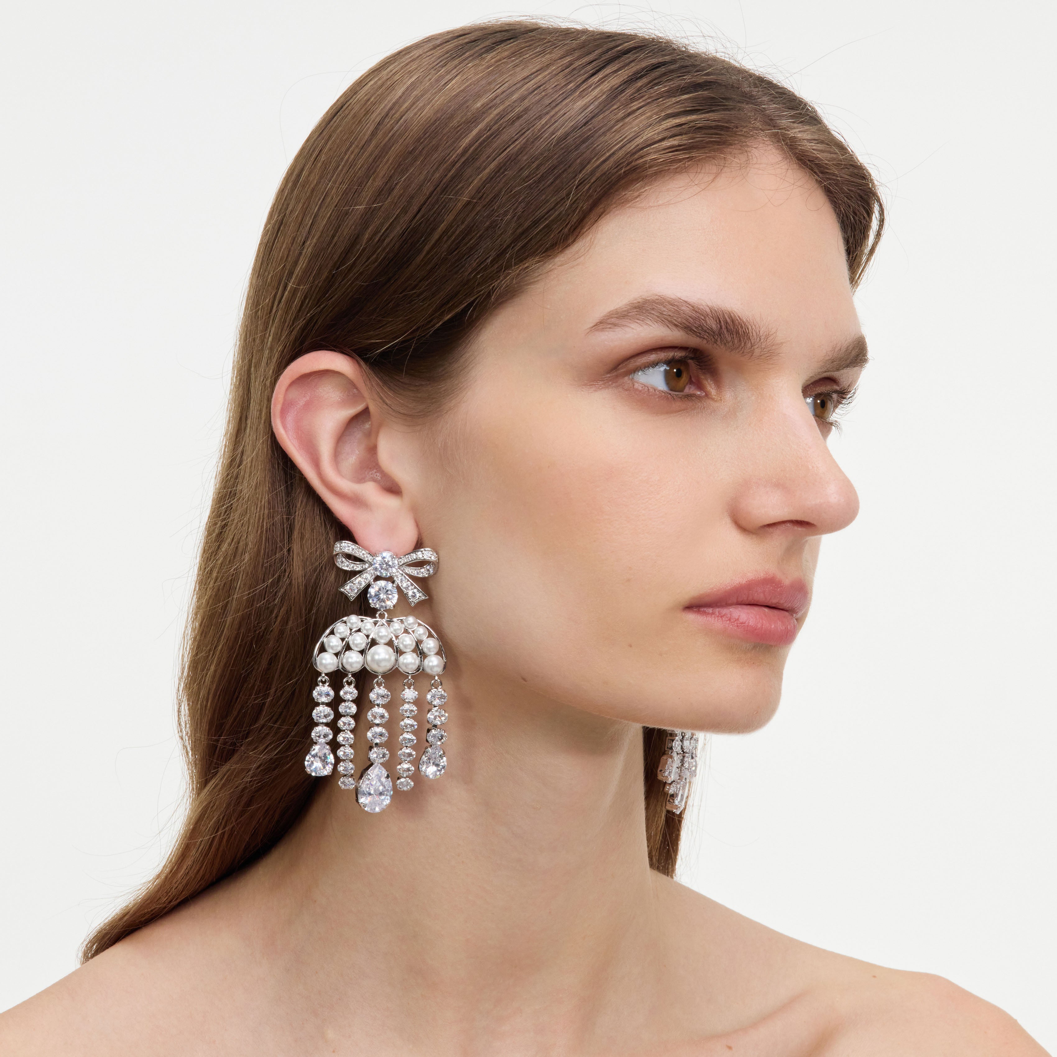 Self Portrait Jewellery Pearl Crystal Bow Droplet Ohrringe Perle