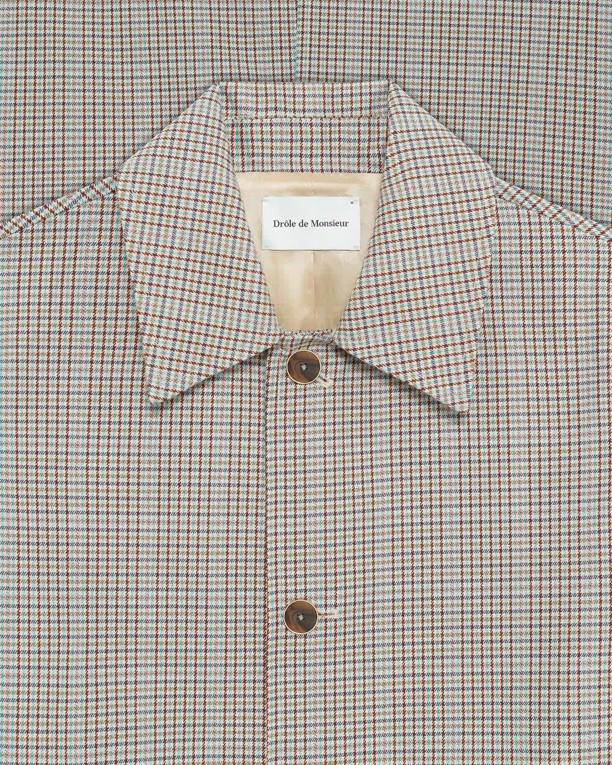 Drôle De Monsieur Manteau à Carreaux Mantel Kariert Dunkelbeige