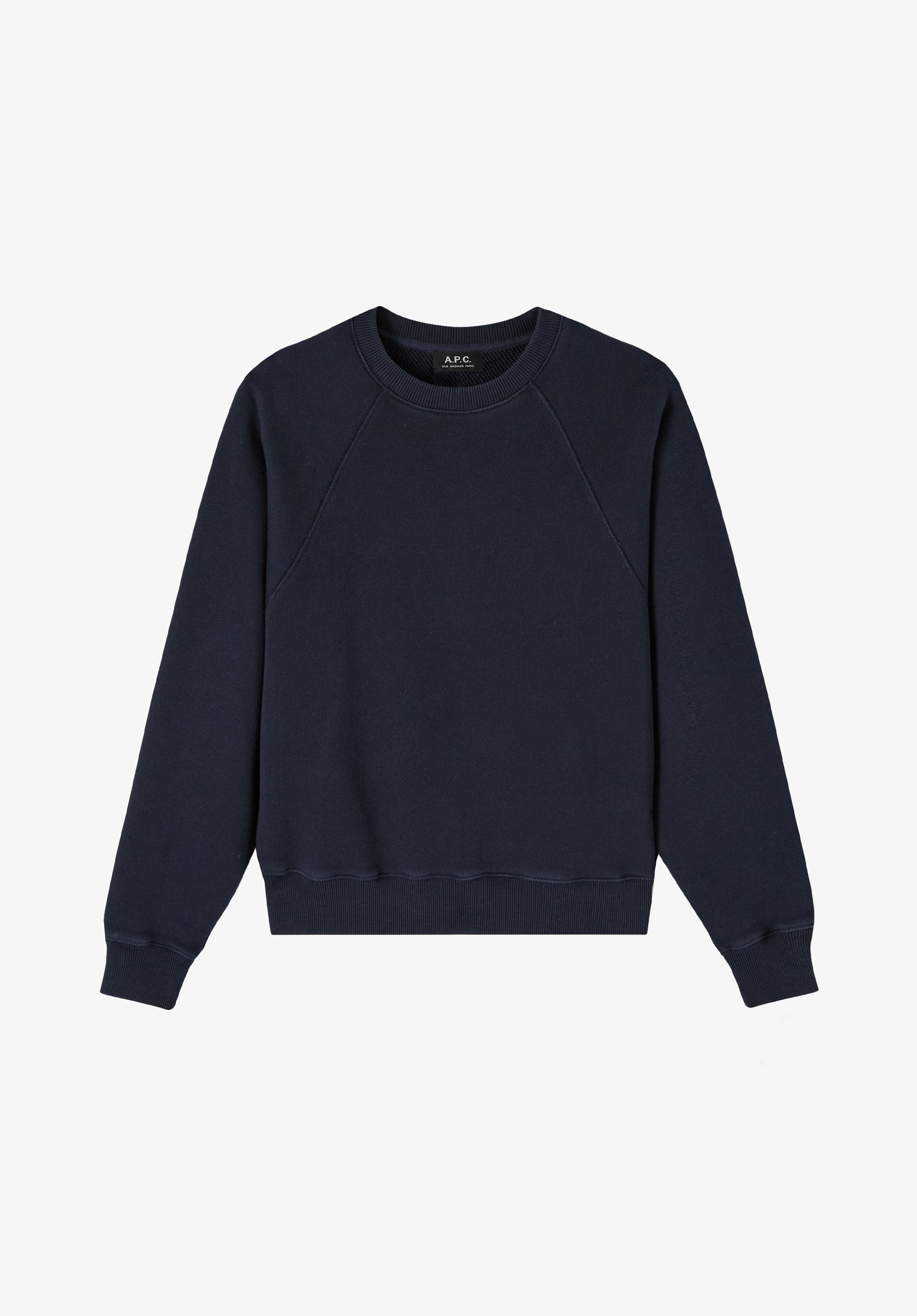 A.P.C. blaues Sweatshirt mit Raglanärmeln, 100 % Bio-Baumwolle