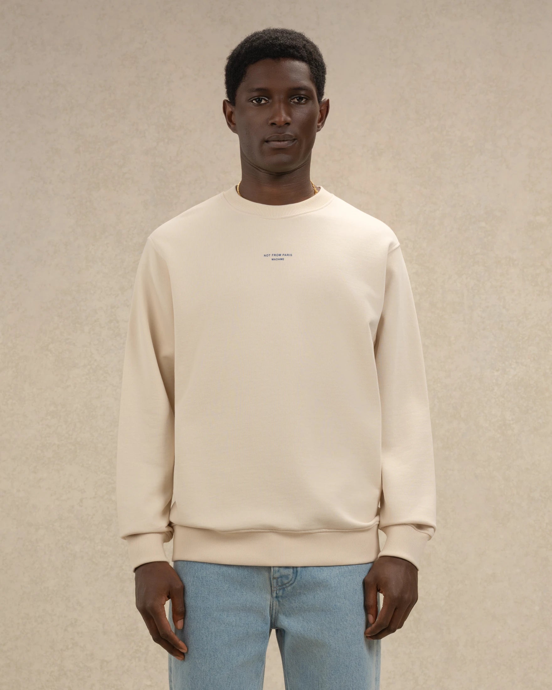 Drôle De Monsieur Sweatshirt Slogan Classique Sweatshirt Sand Baumwolle