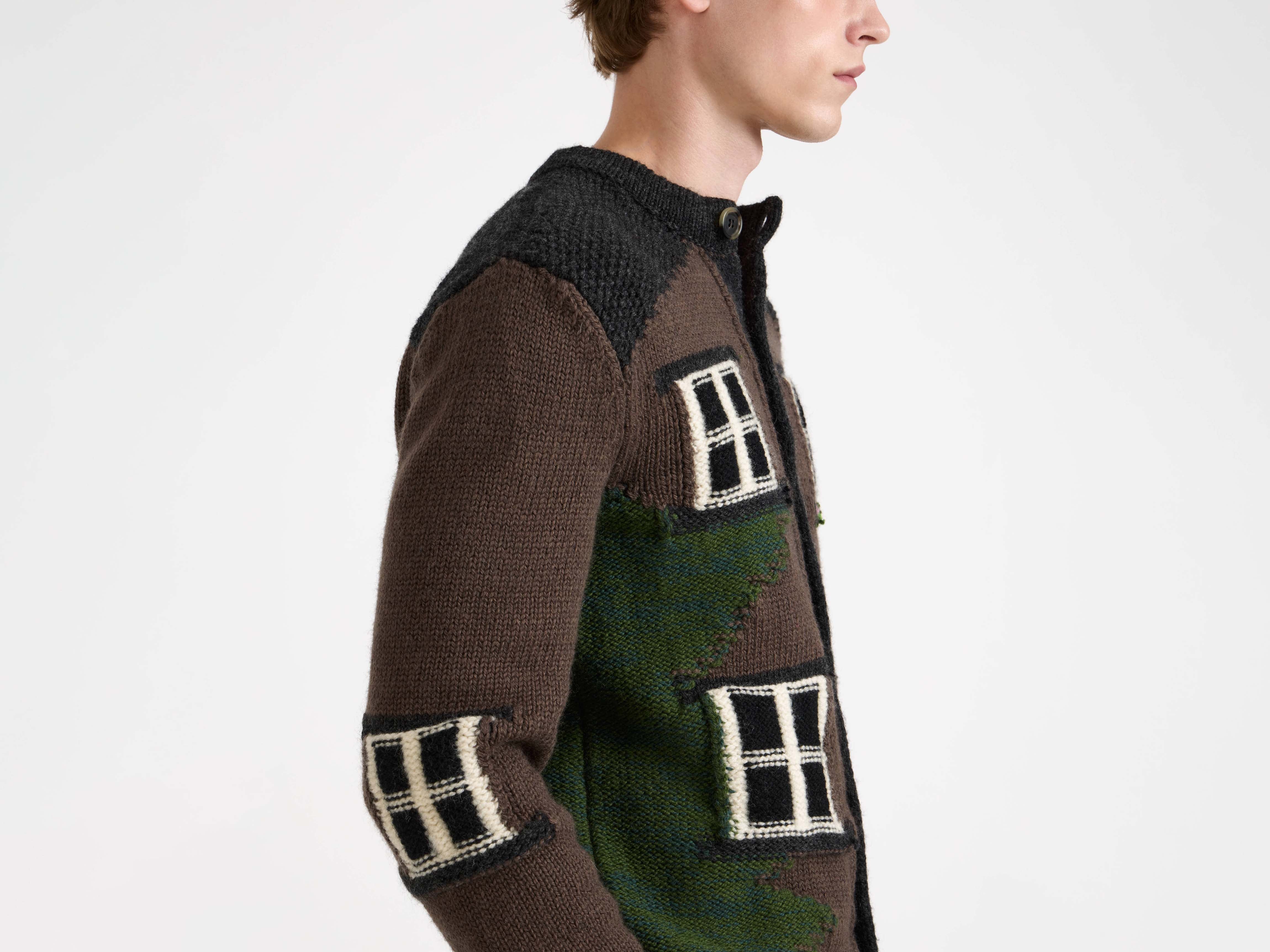 J.W.Anderson Knitwear House Polo Cardigan Chestnut Braun