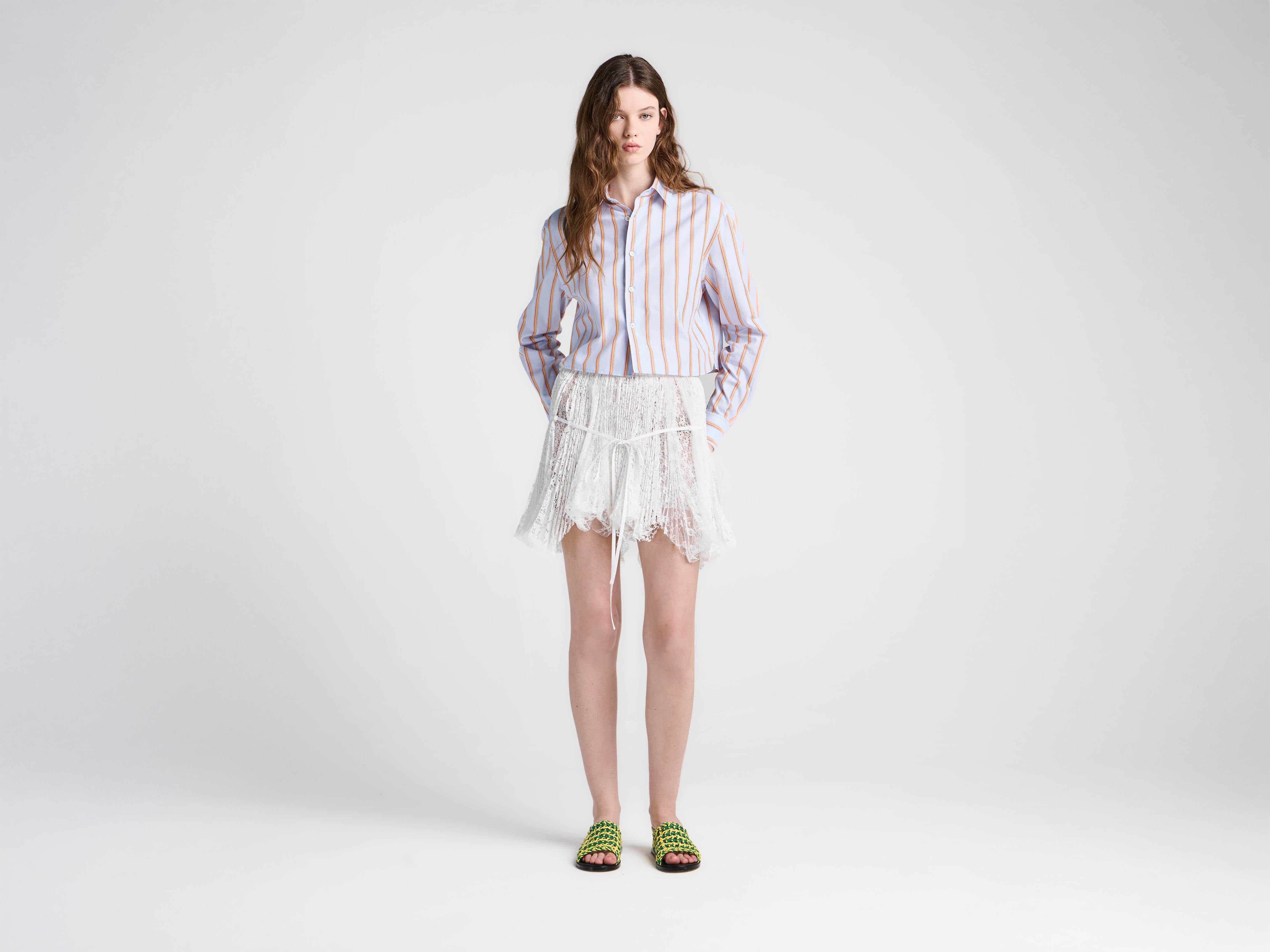 J.W.Anderson Cropped Shirt Damenhemd Blau Orange Baumwolle