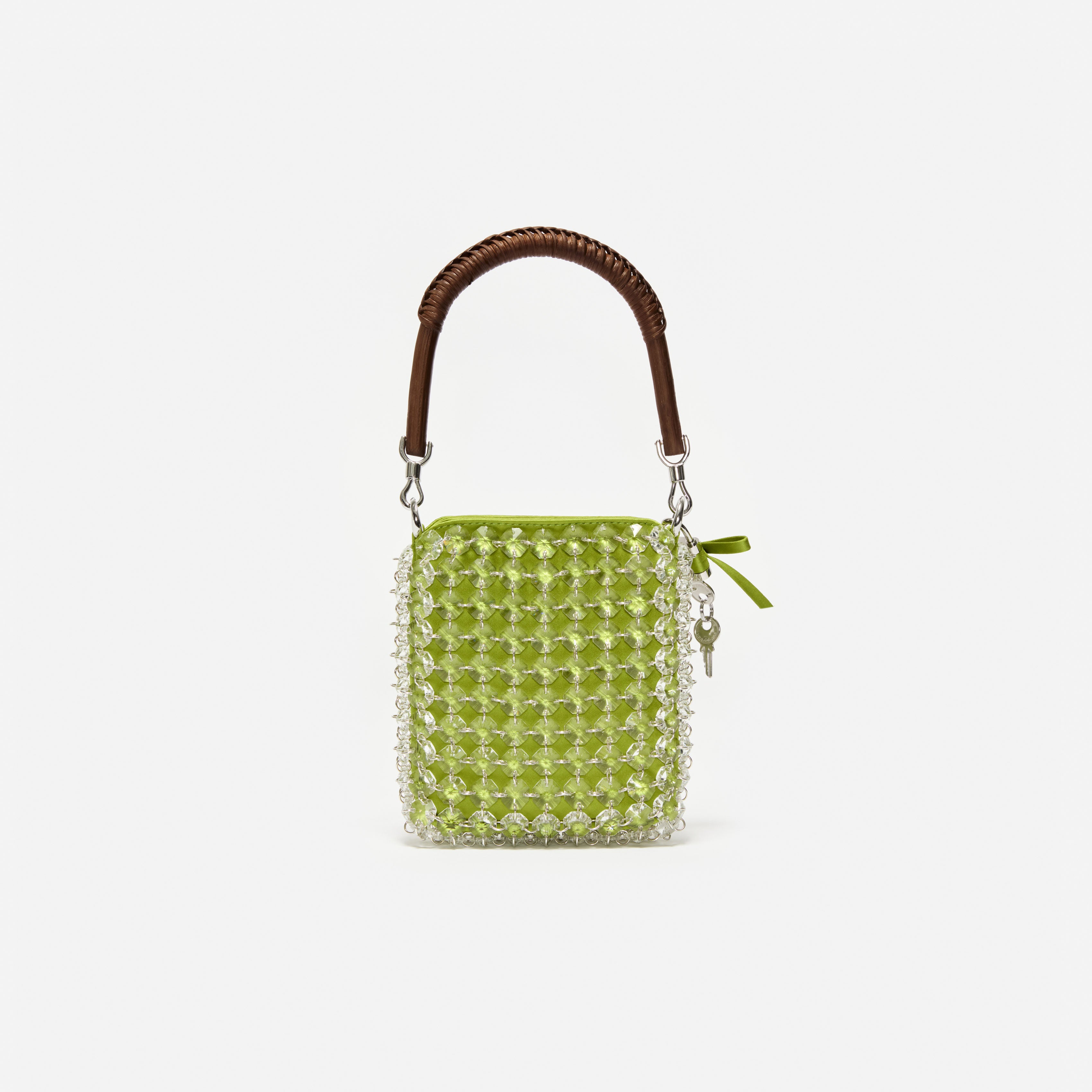 Self Portrait Green Crystal Mini Tote Tasche Grün