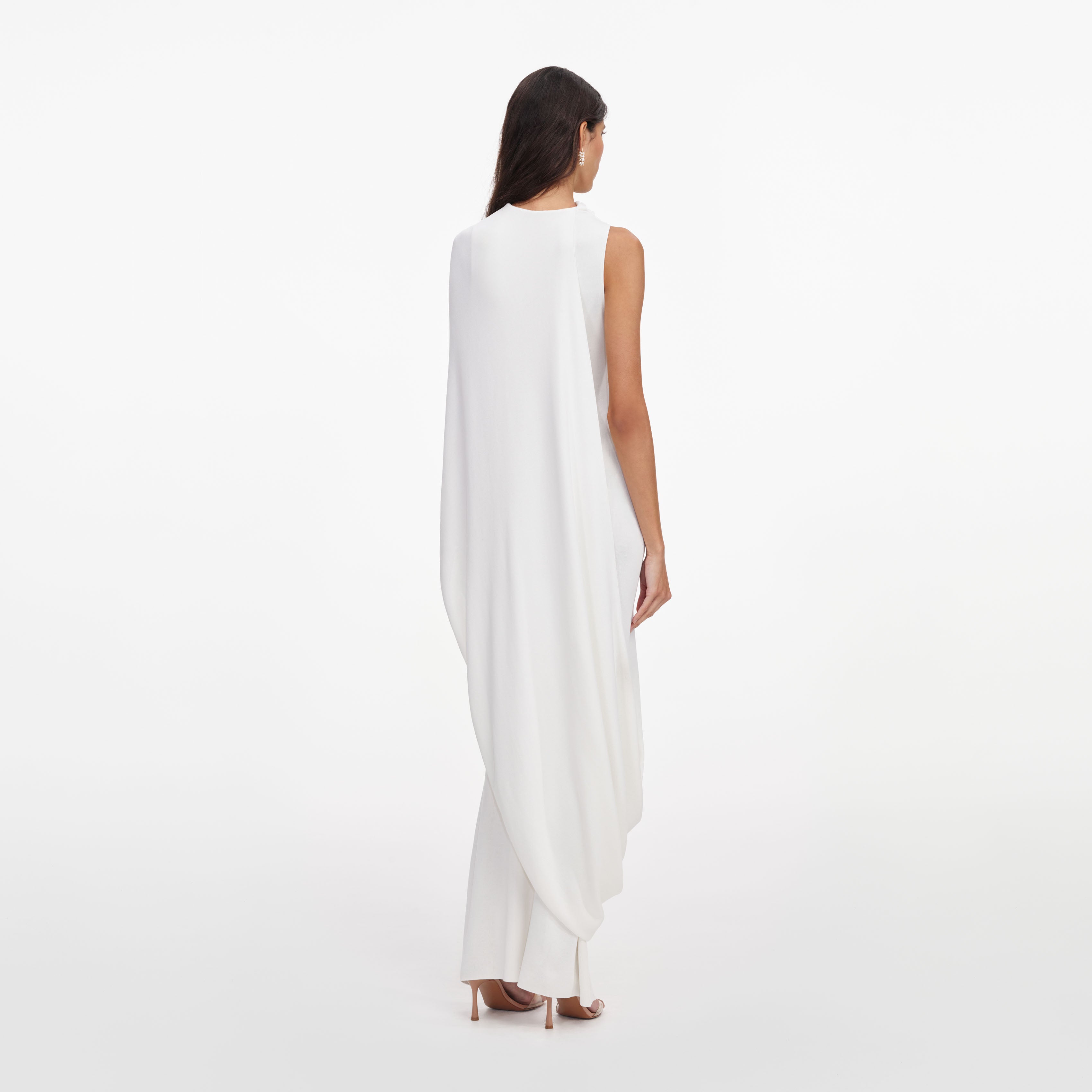 Self Portrait Dresses White Drape Viskose Maxikleid Weiß