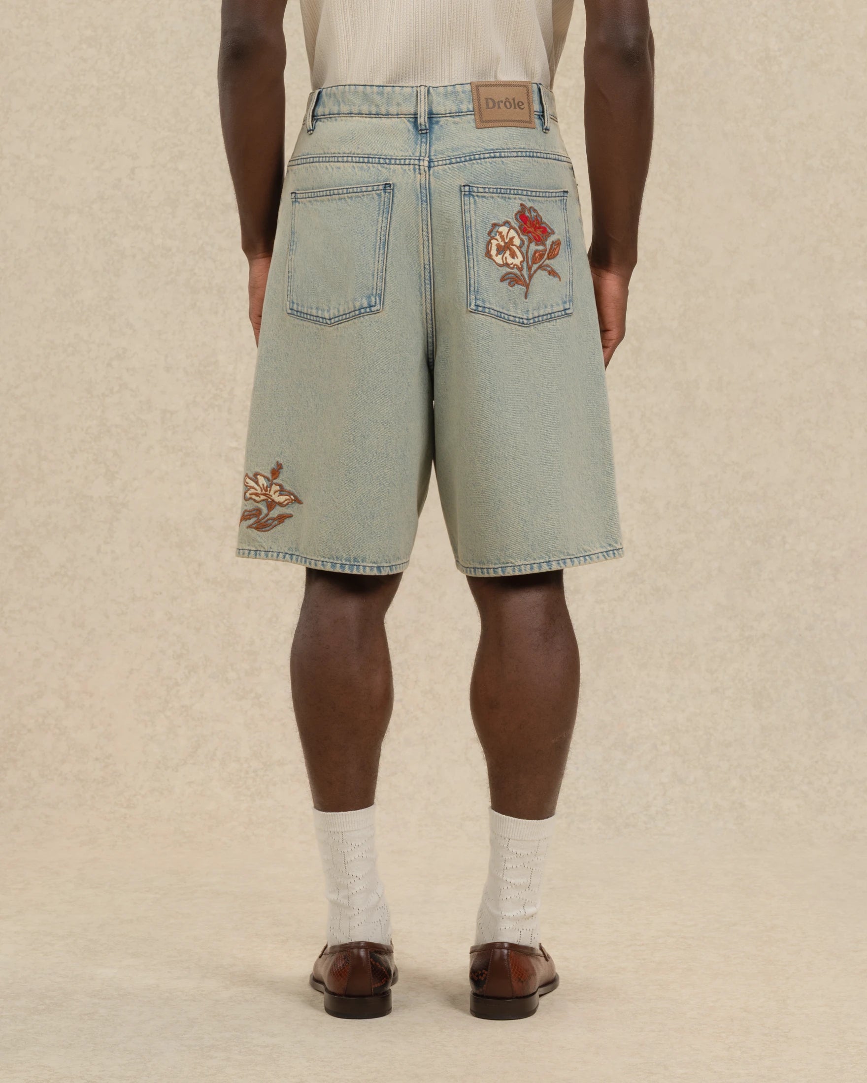 Drôle De Monsieur Short Jean Dusty Jeansshorts Bestickt