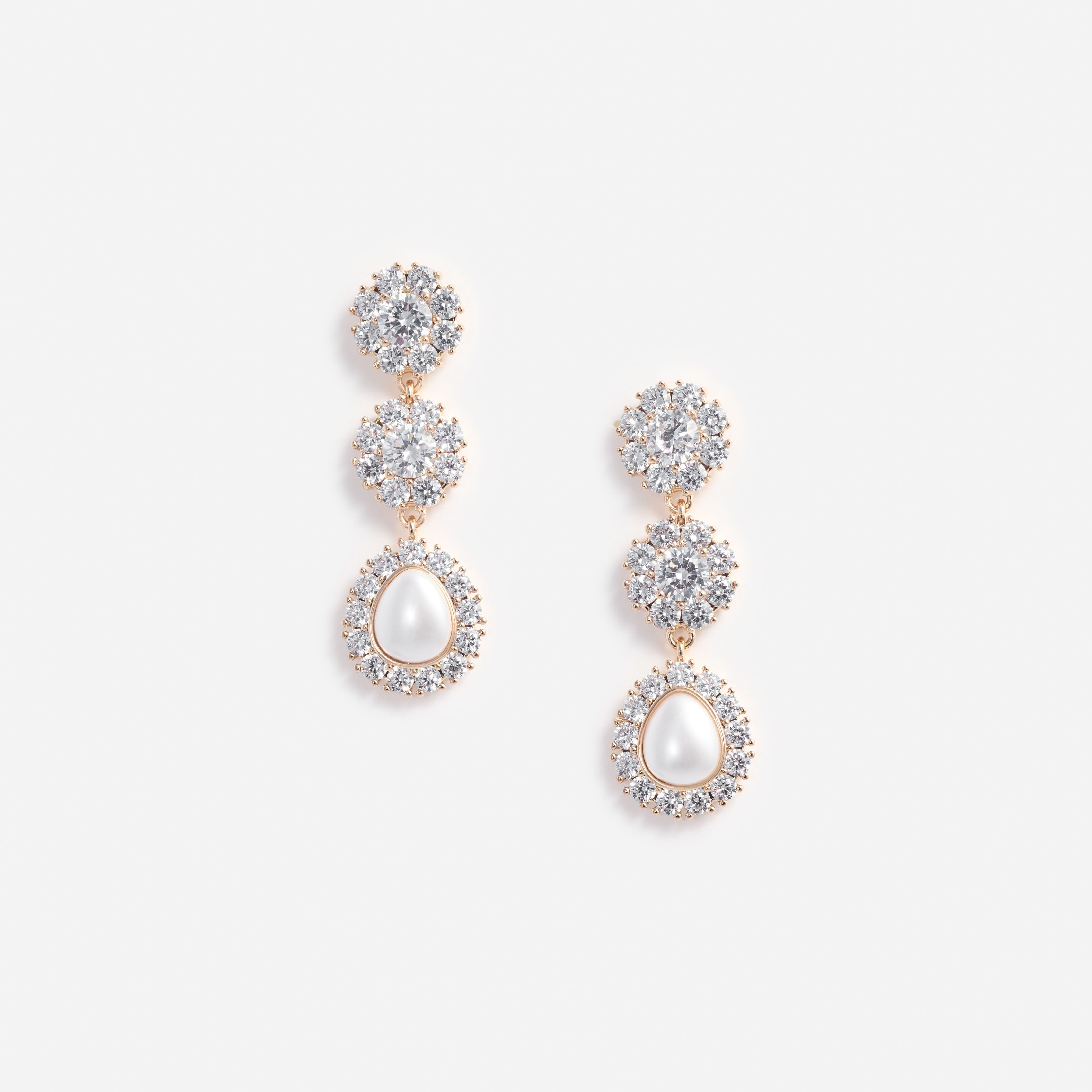 Self Portrait Gold Crystal Flower Tiered Earrings Ohrringe