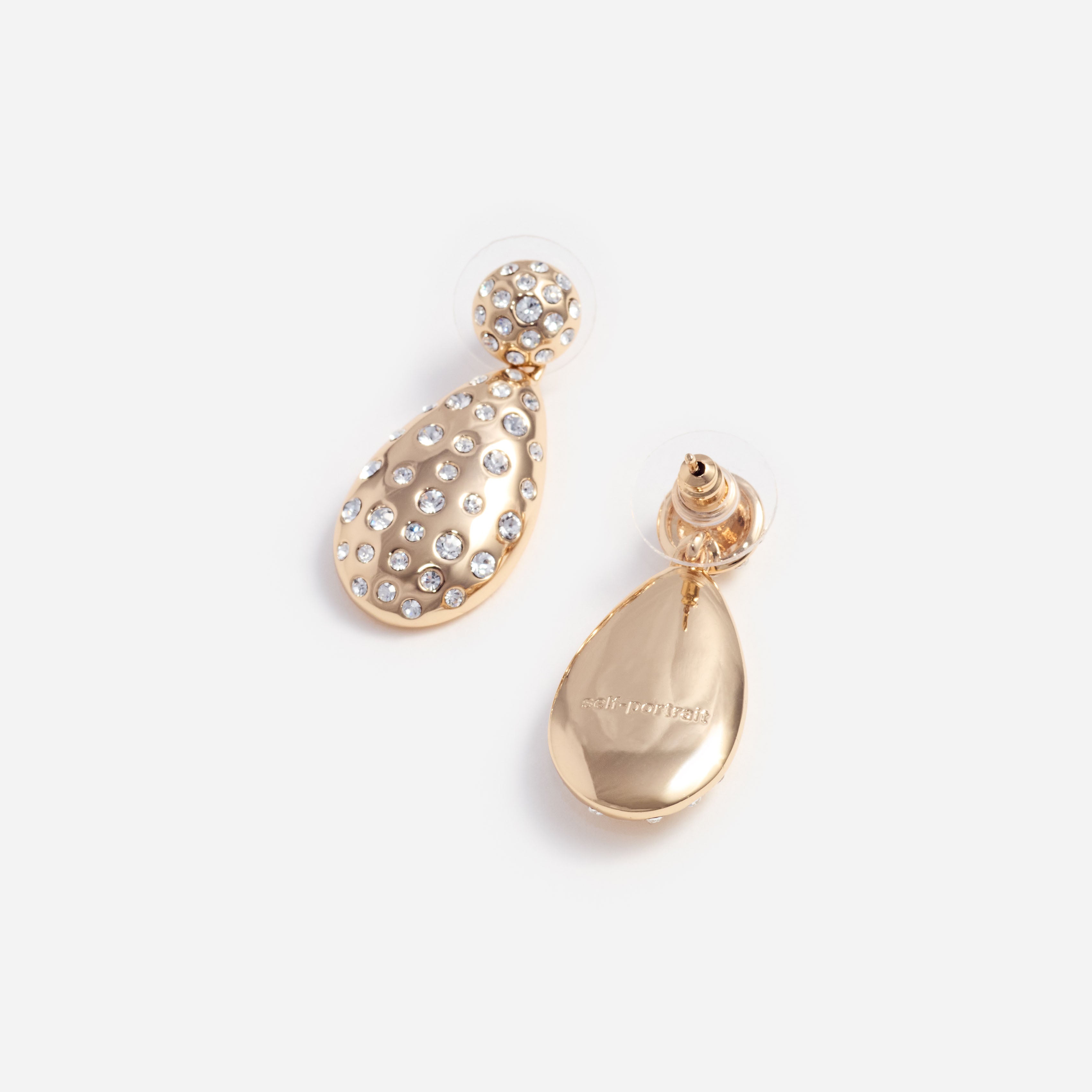 Self Portrait Gold Crystal Drop Earrings Ohrringe gold