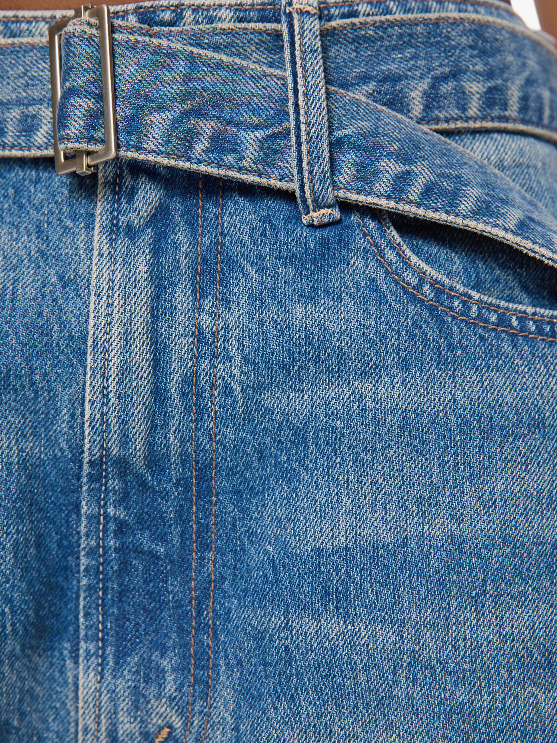 Mother Snacks Belted Spoonful Jeans Mittelblau Wide Leg