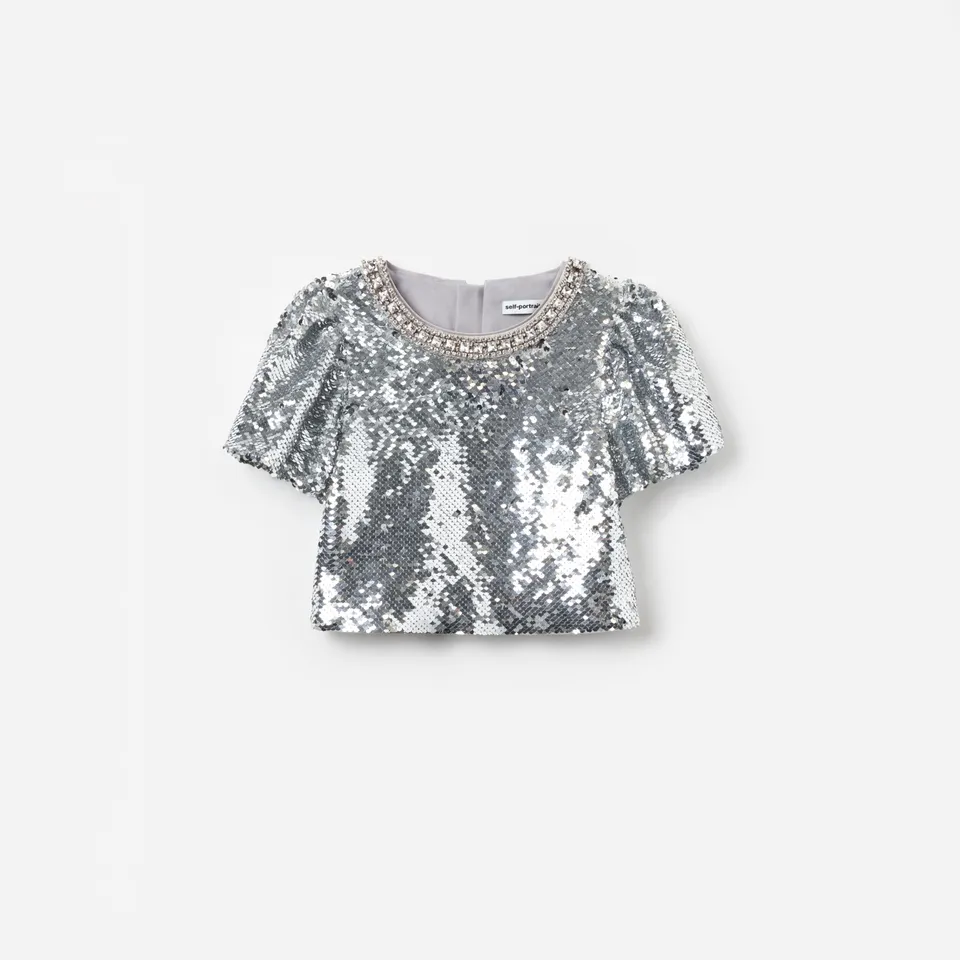 Self Portrait Silver Sequin Top Age 5/6 Silber Pailletten