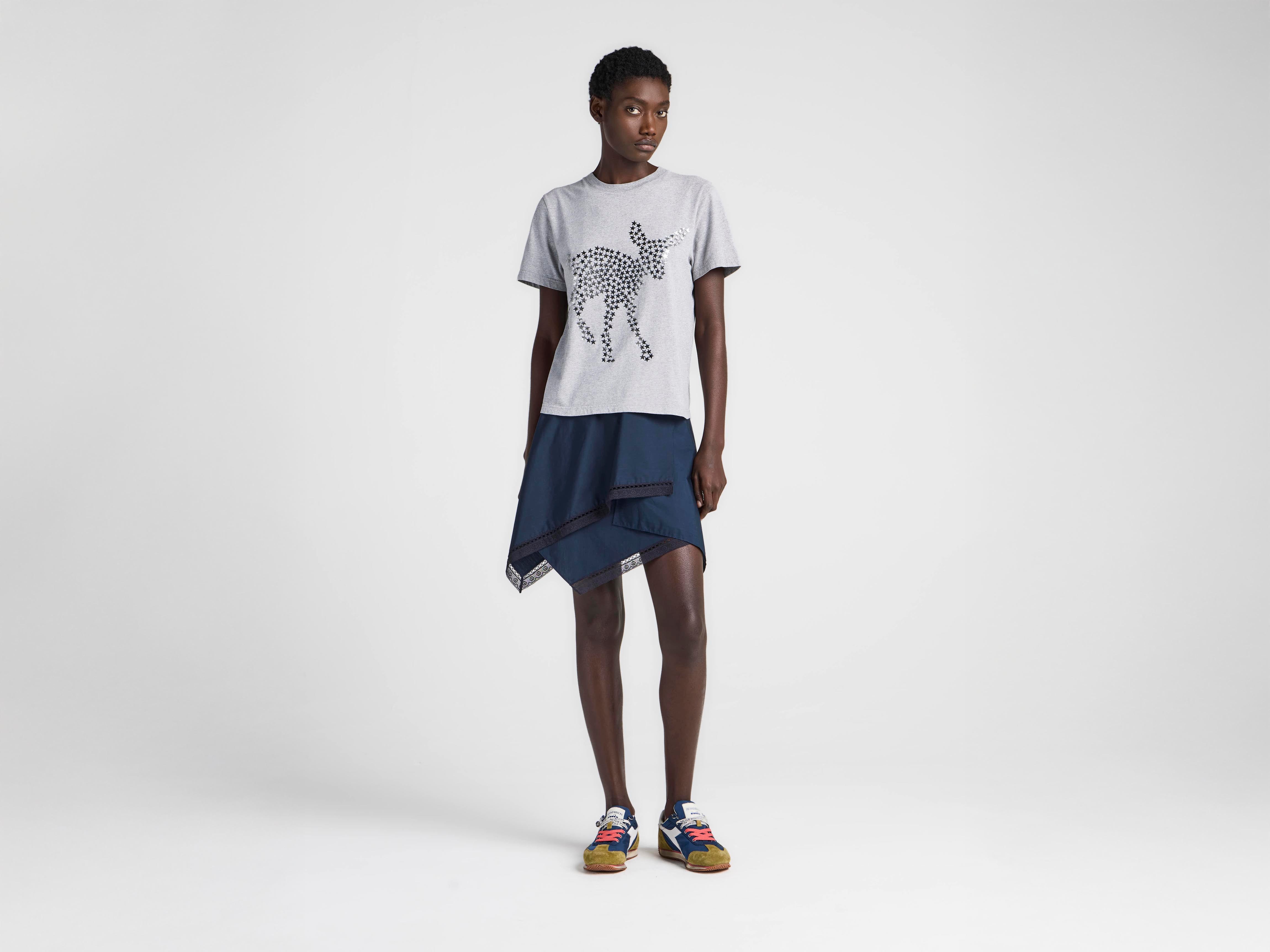 J.W.Anderson Animal Stars Graphic T-Shirt Baumwolle Mid Grey