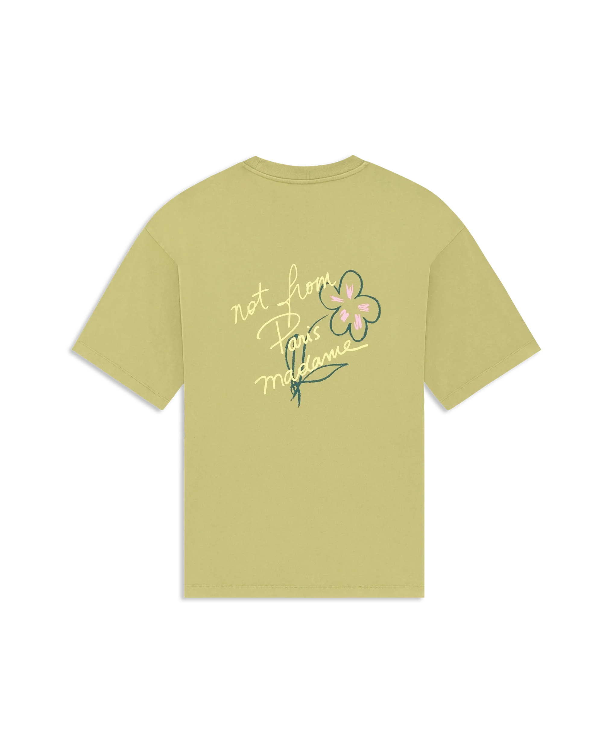 Drôle De Monsieur Esquisse Slogan T-Shirt Khaki Baumwolle