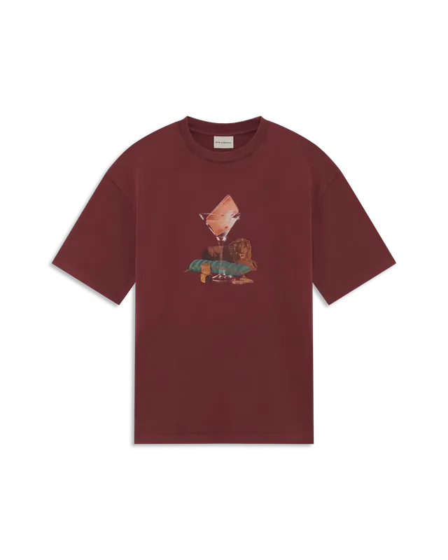 Drôle De Monsieur Glass Lion T-Shirt Bordeaux Baumwolle