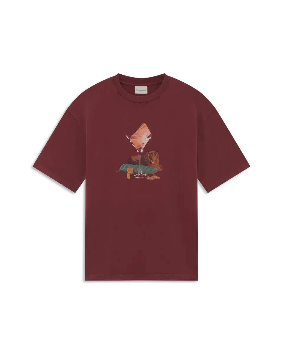 Drôle De Monsieur Glass Lion T-Shirt Bordeaux Baumwolle