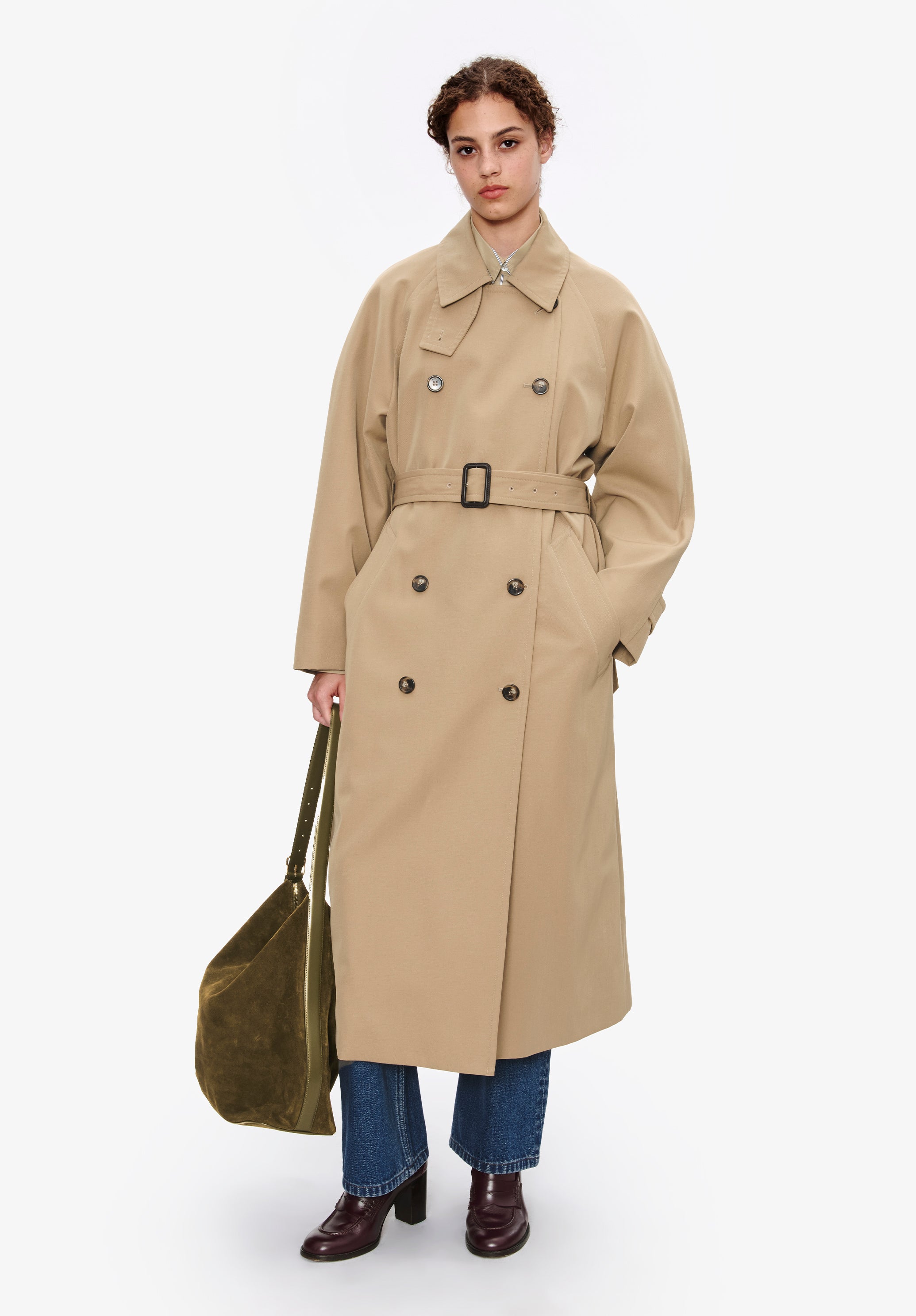 A.P.C. Trenchcoat Mantel knielang wasserabweisend mit Gürtel