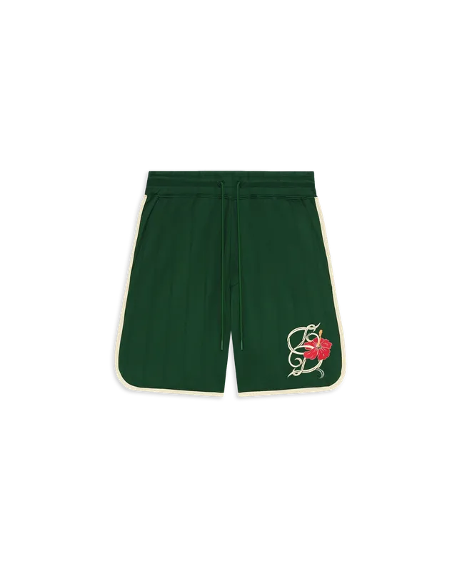 Drôle De Monsieur Short D Hibiscus Shorts Dunkelgrün Baumwolle