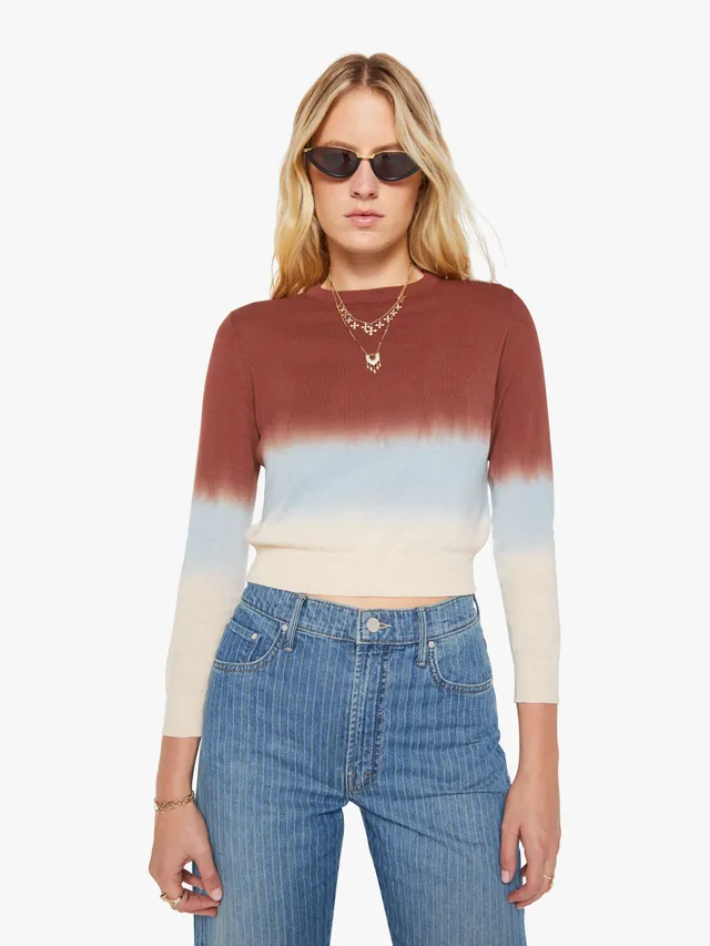 Mother Crew Neck Jumper Pullover Brown Ivory Blue Baumwolle