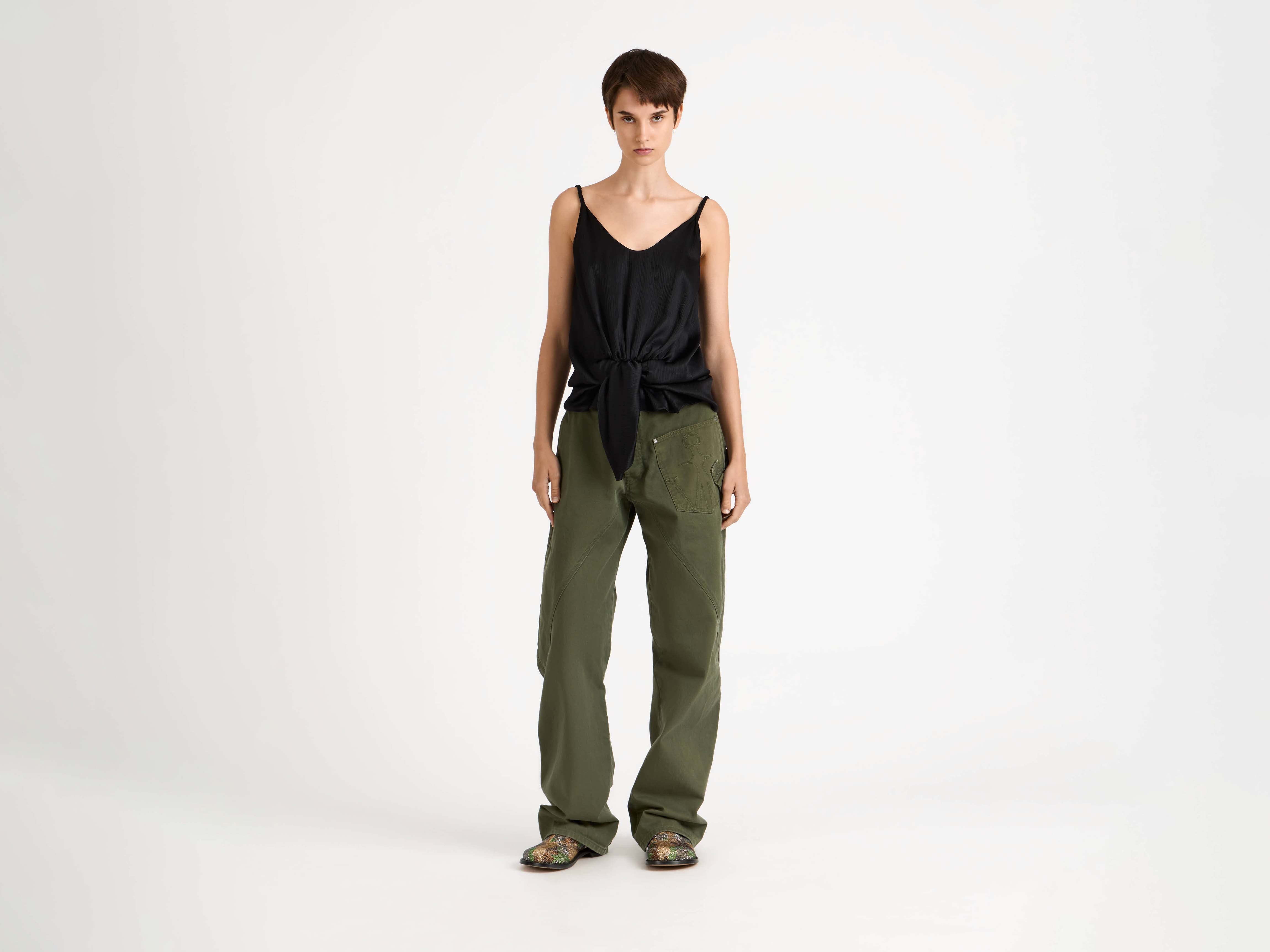J.W.Anderson Knotted Waist Cami Top Schwarz Seidentop