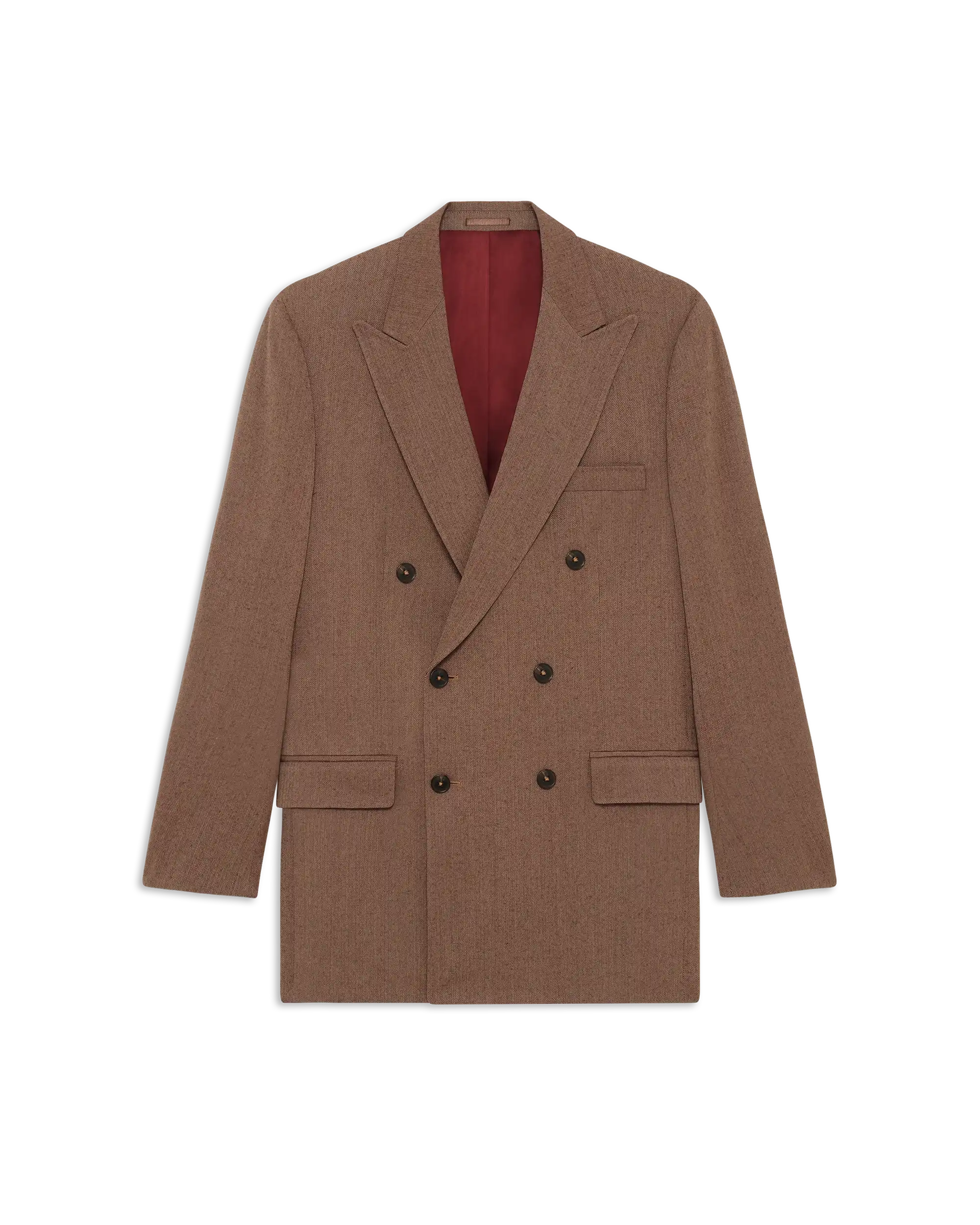 Drôle De Monsieur Chevrons Zweireiher Blazer Braun Wolle