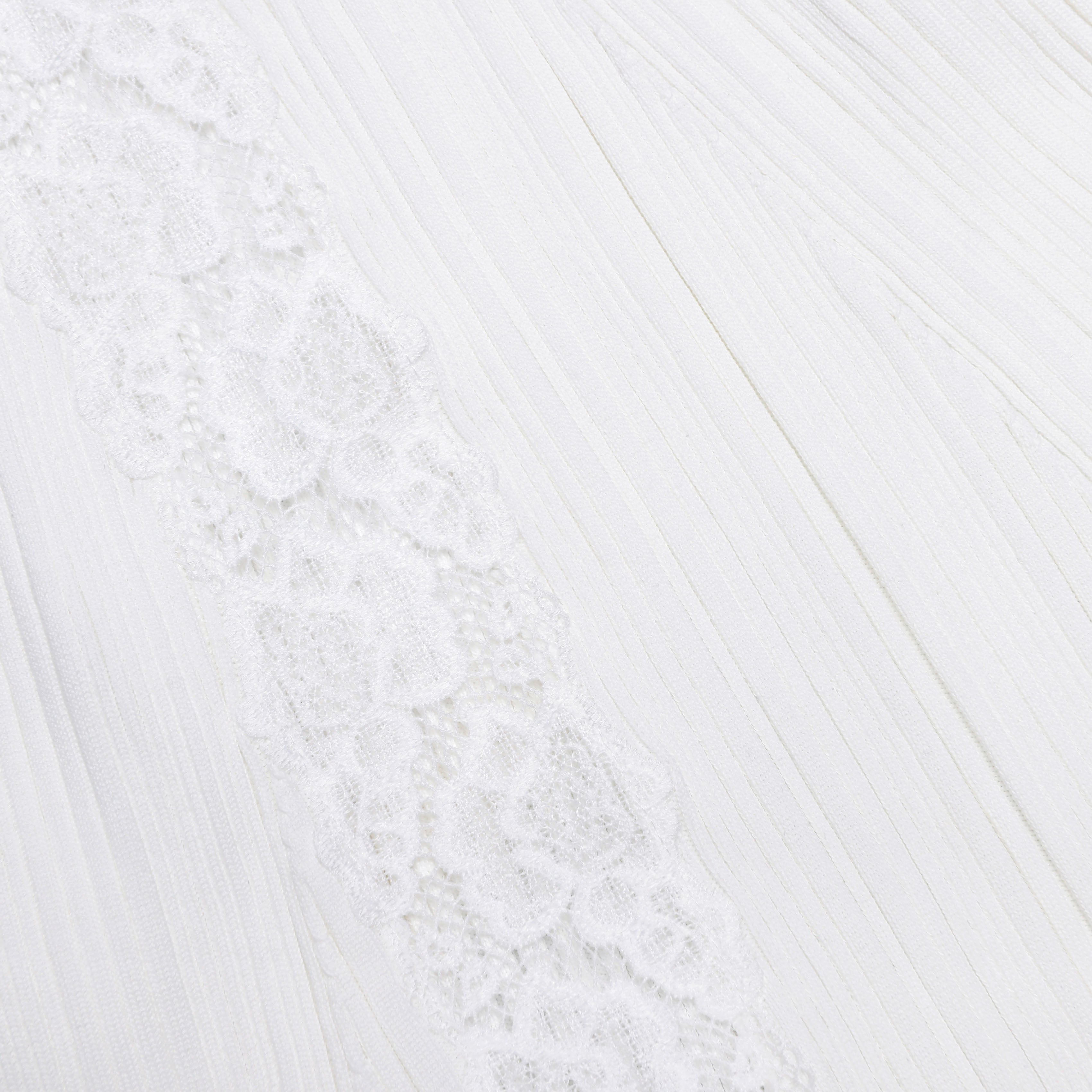 Self Portrait White Knit Lace Midi Kleid Weiß S Spitze Stretch