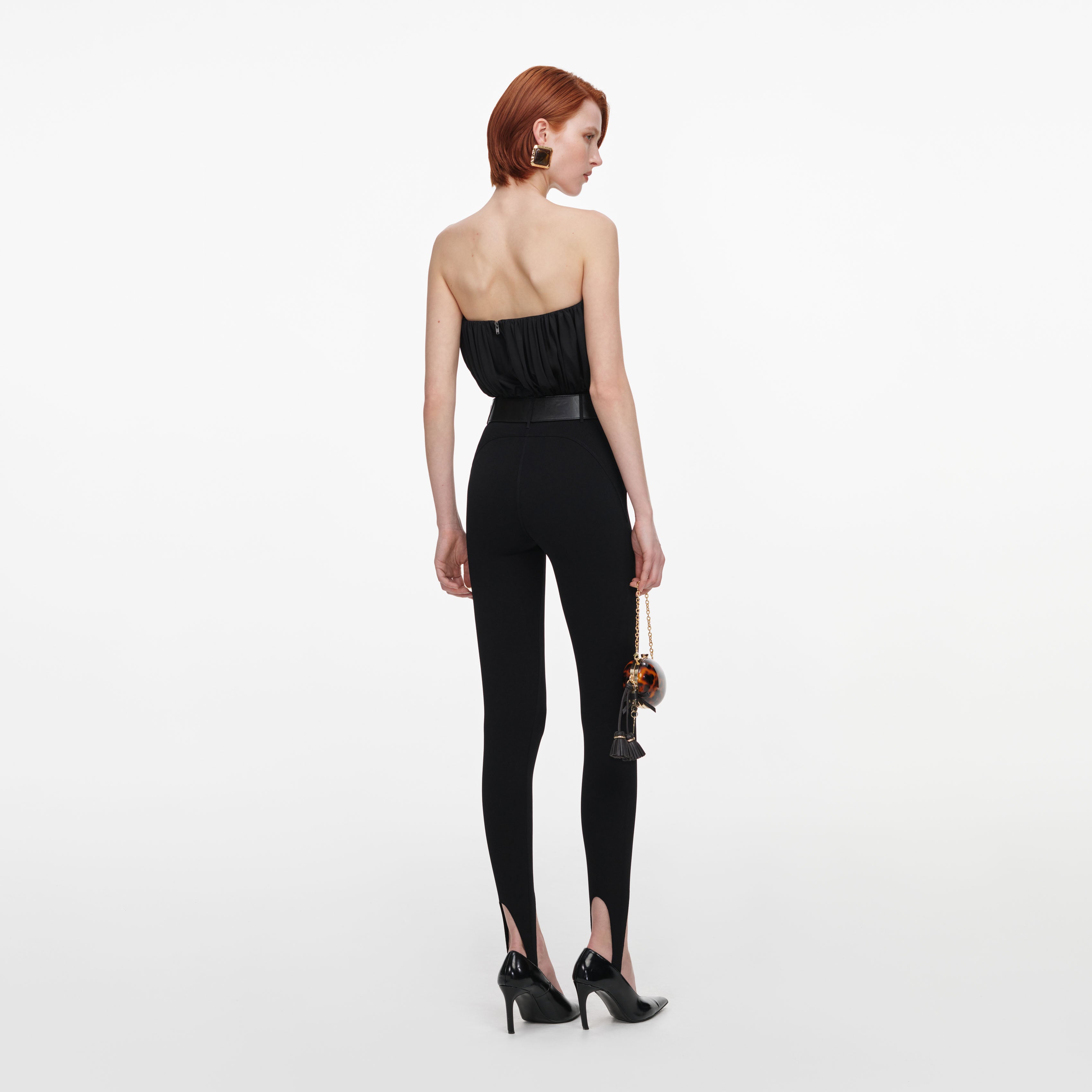 Self Portrait Black Bandeau Jersey Top Schwarz Cropped
