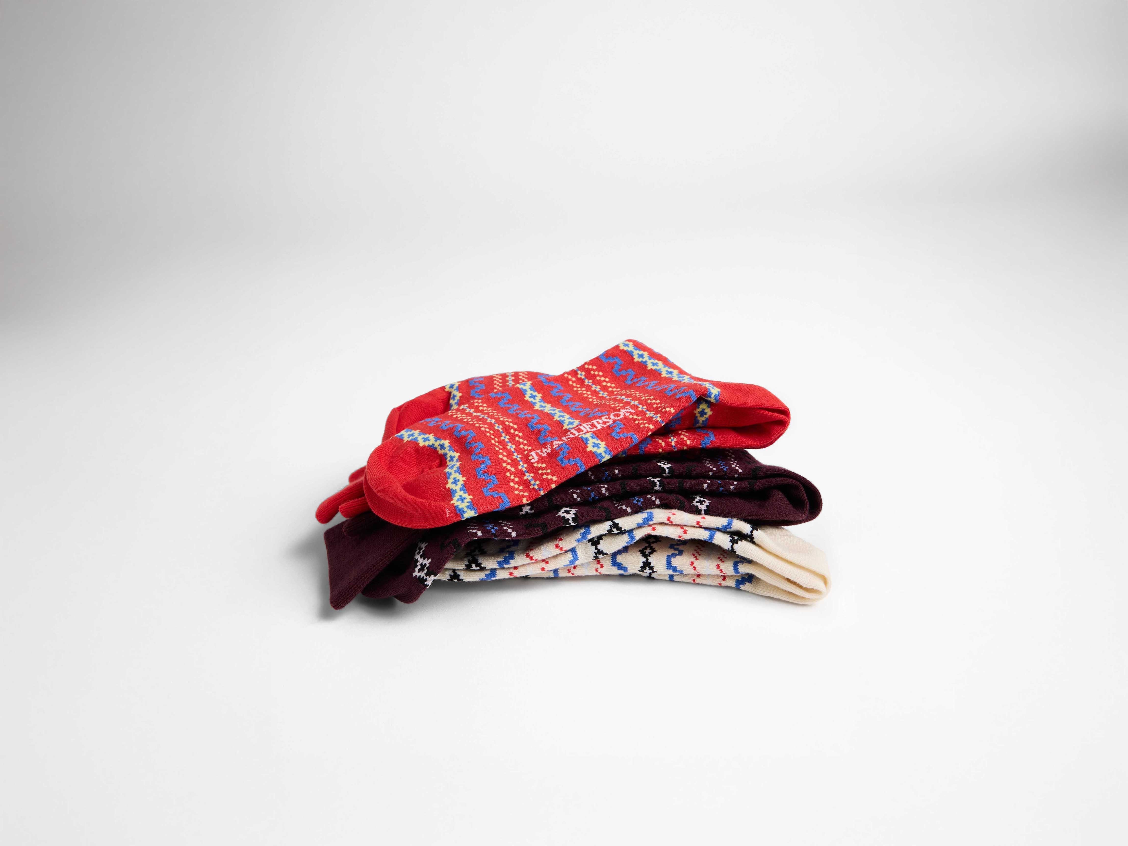 J.W.Anderson Fairisle Sock Socken Rot Fairisle-Strick