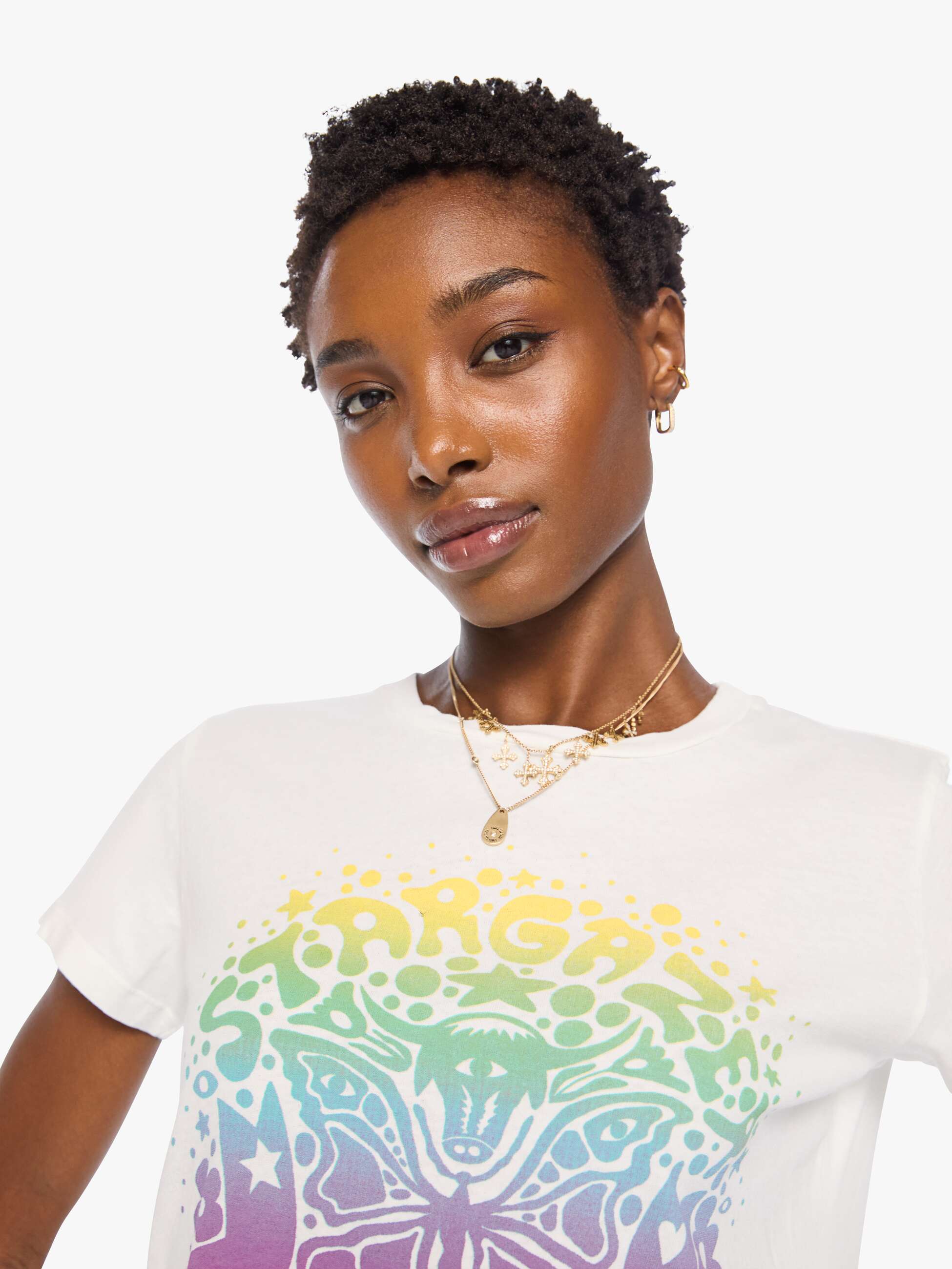 Mother The Boxy Goodie Goodie T-Shirt Stargazer Weiß Print