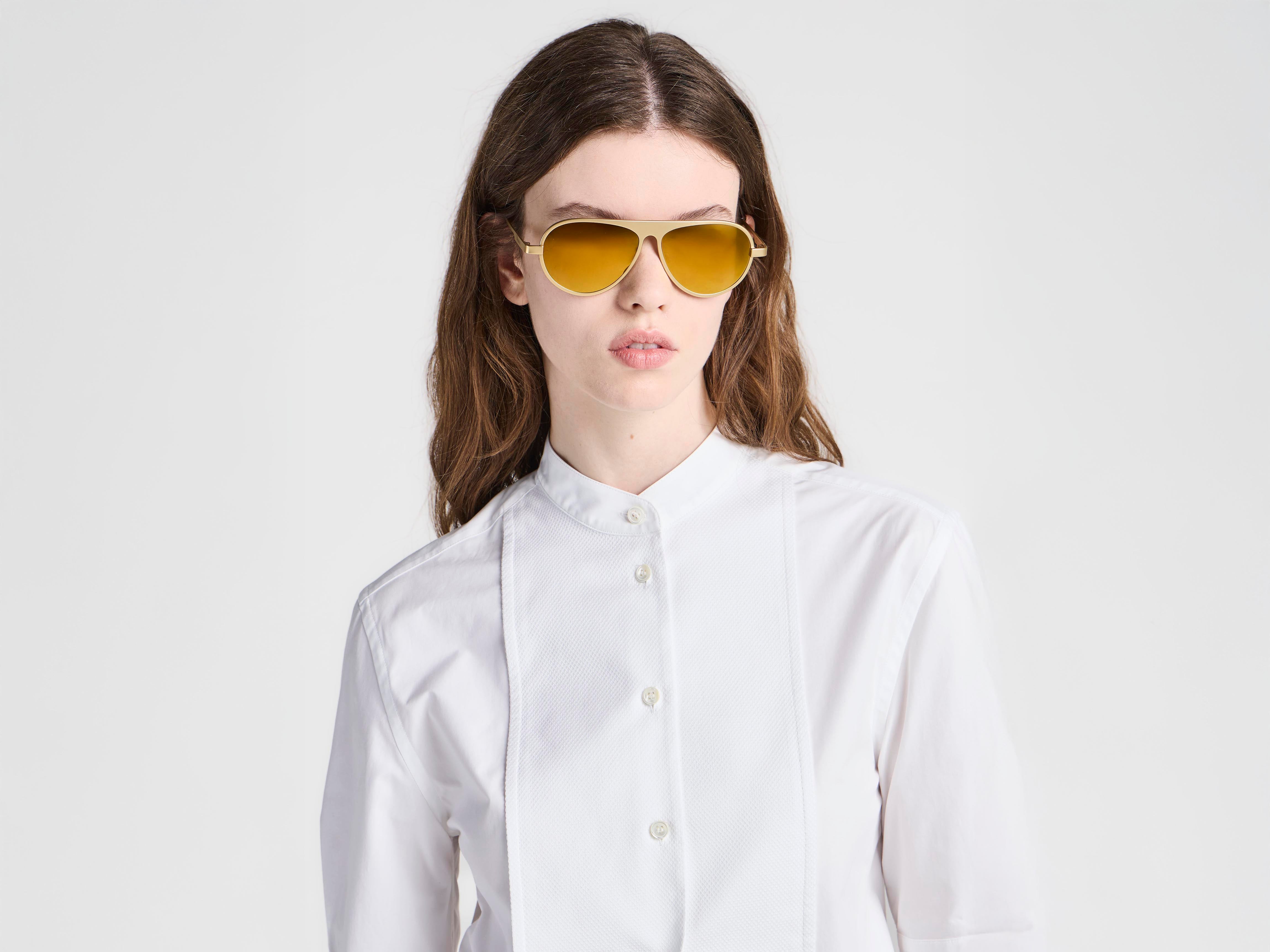 J.W.Anderson JWA05 Aviator Sonnenbrille Gold Titan