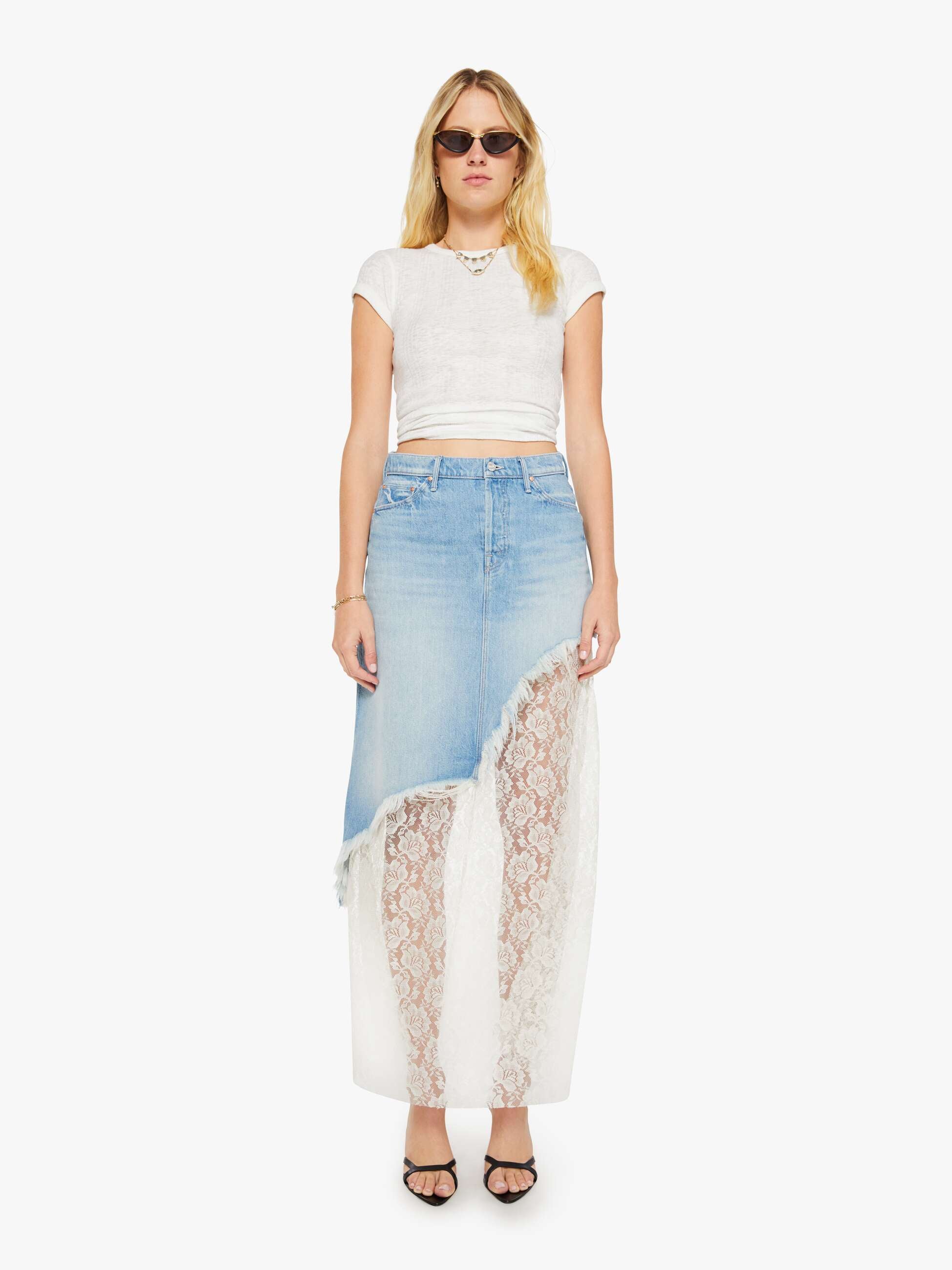 Mother The Peek-A-Boo Maxi Jeansrock Head Rush