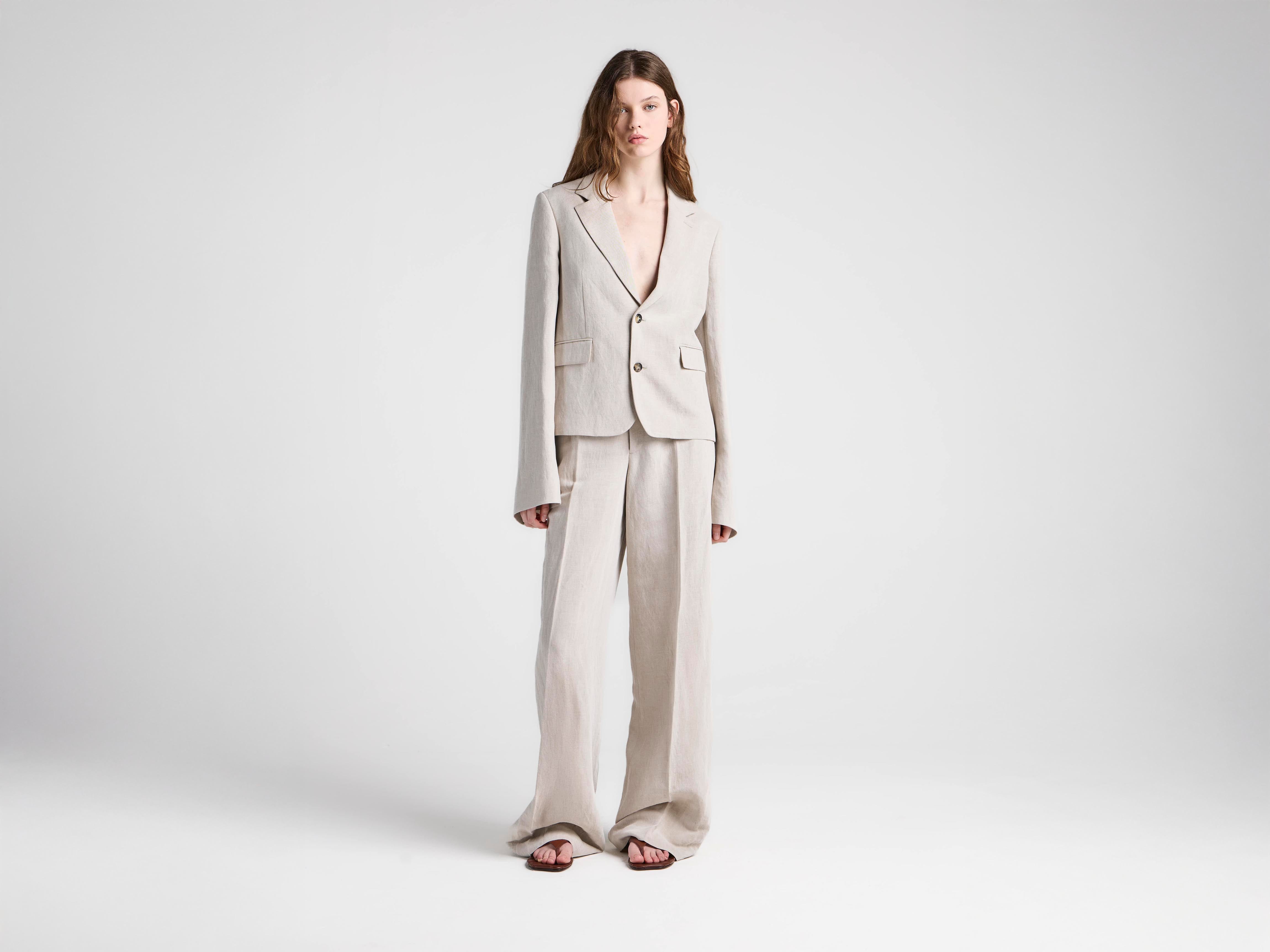 J.W.Anderson Weighted Sleeve Jacke Natural Leinen Damen