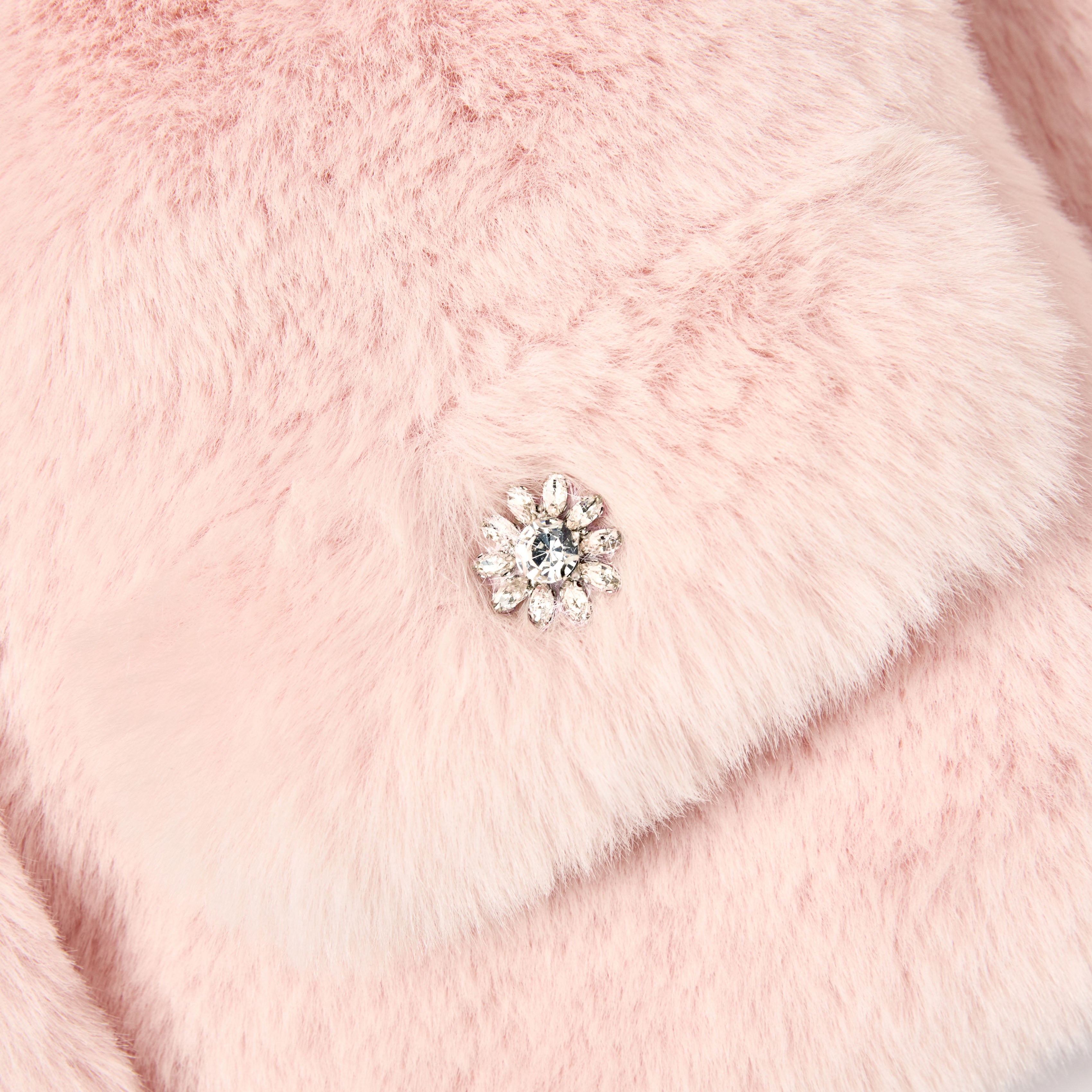 Self Portrait Faux Fur Jacke rosa Kunstfell Kinder