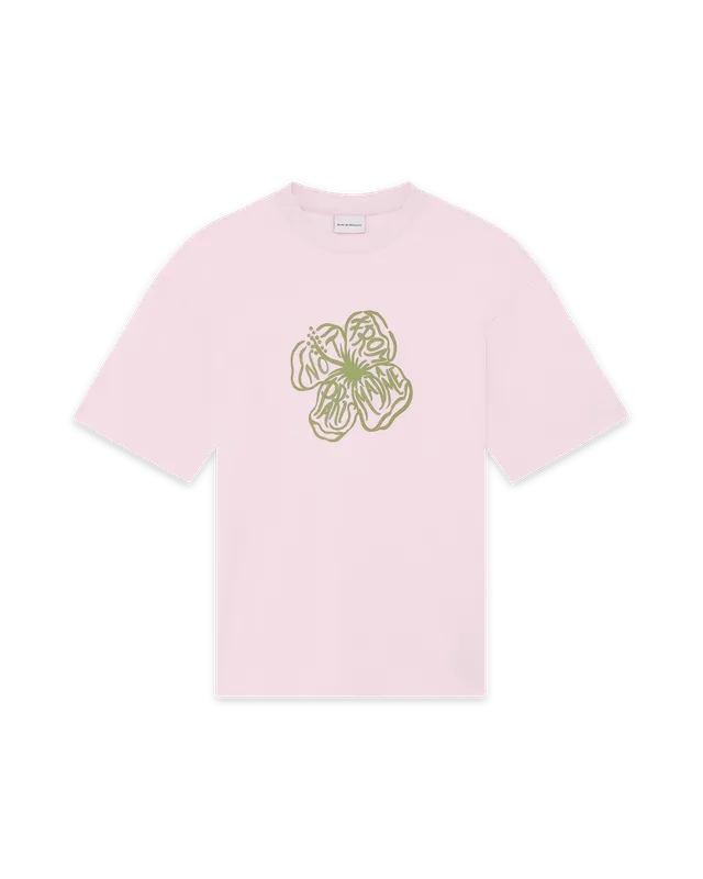 Drôle De Monsieur Slogan Hibiscus T-Shirt Hellrosa Baumwolle