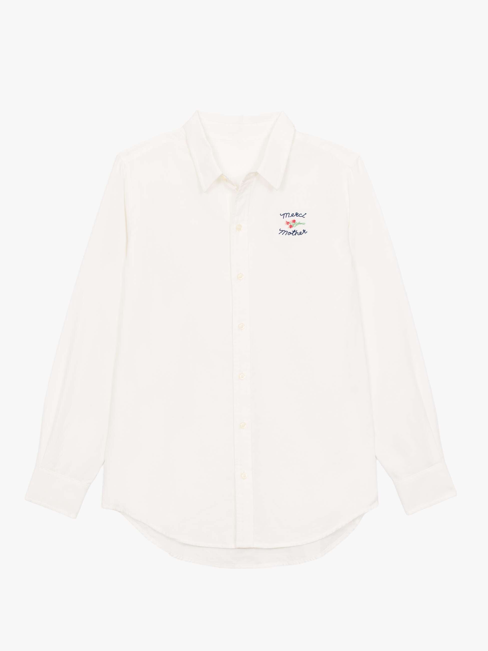 Mother The Bestie Office Hours Bluse Weiß Baumwolle Stick