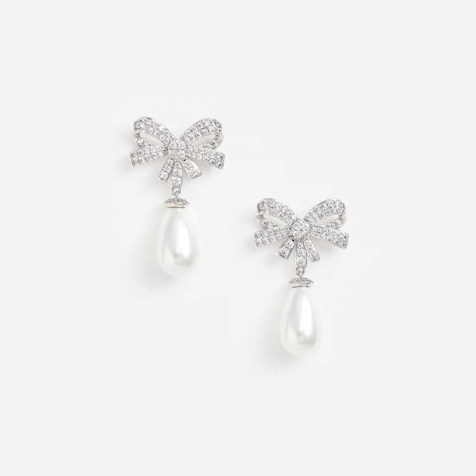 Self Portrait Silver Crystal Bow Ohrringe Silber Kristall Perle