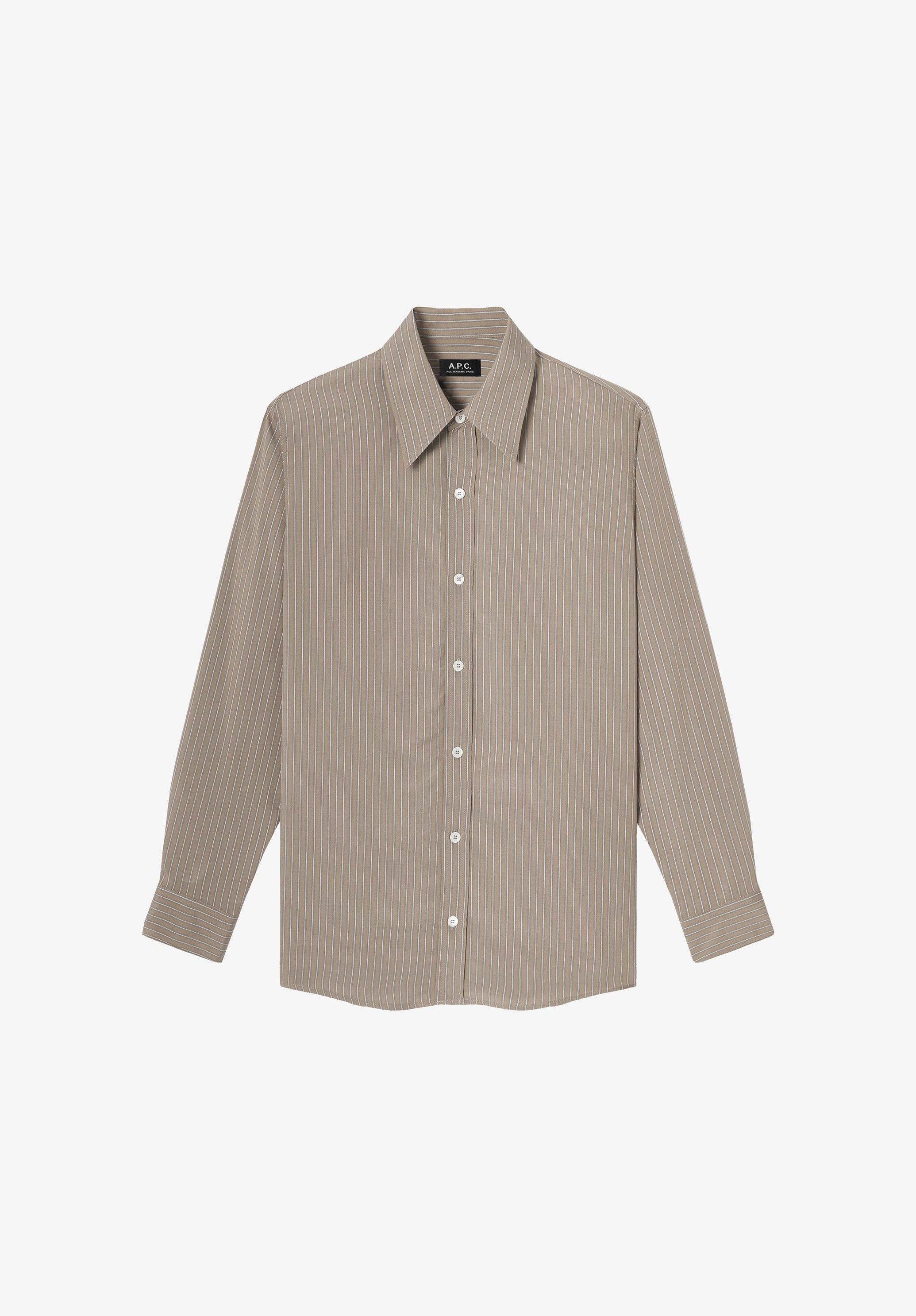 A.P.C. gestreiftes Hemd Braun gerader Schnitt Perlmuttknöpfe
