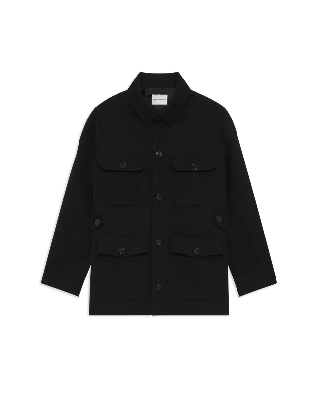 Drôle De Monsieur Twill Safari Jacke Wolle Schwarz