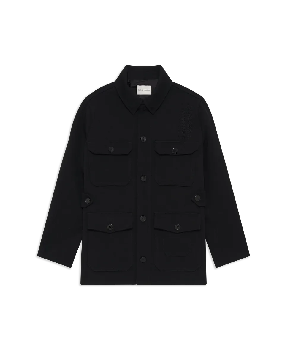 Drôle De Monsieur Twill Safari Jacke Wolle Schwarz