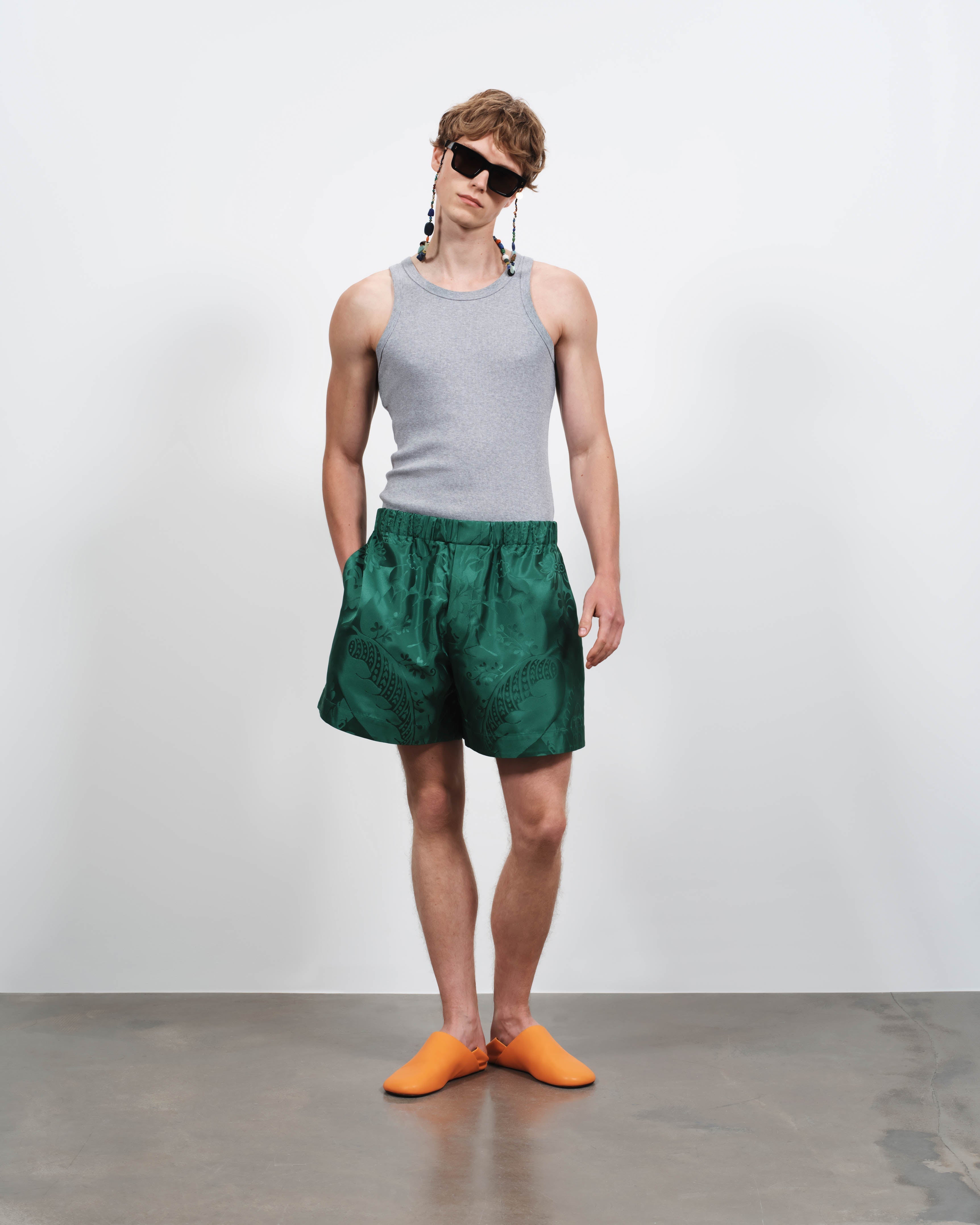 J.W.Anderson Damask Shorts Seide Herren Emerald