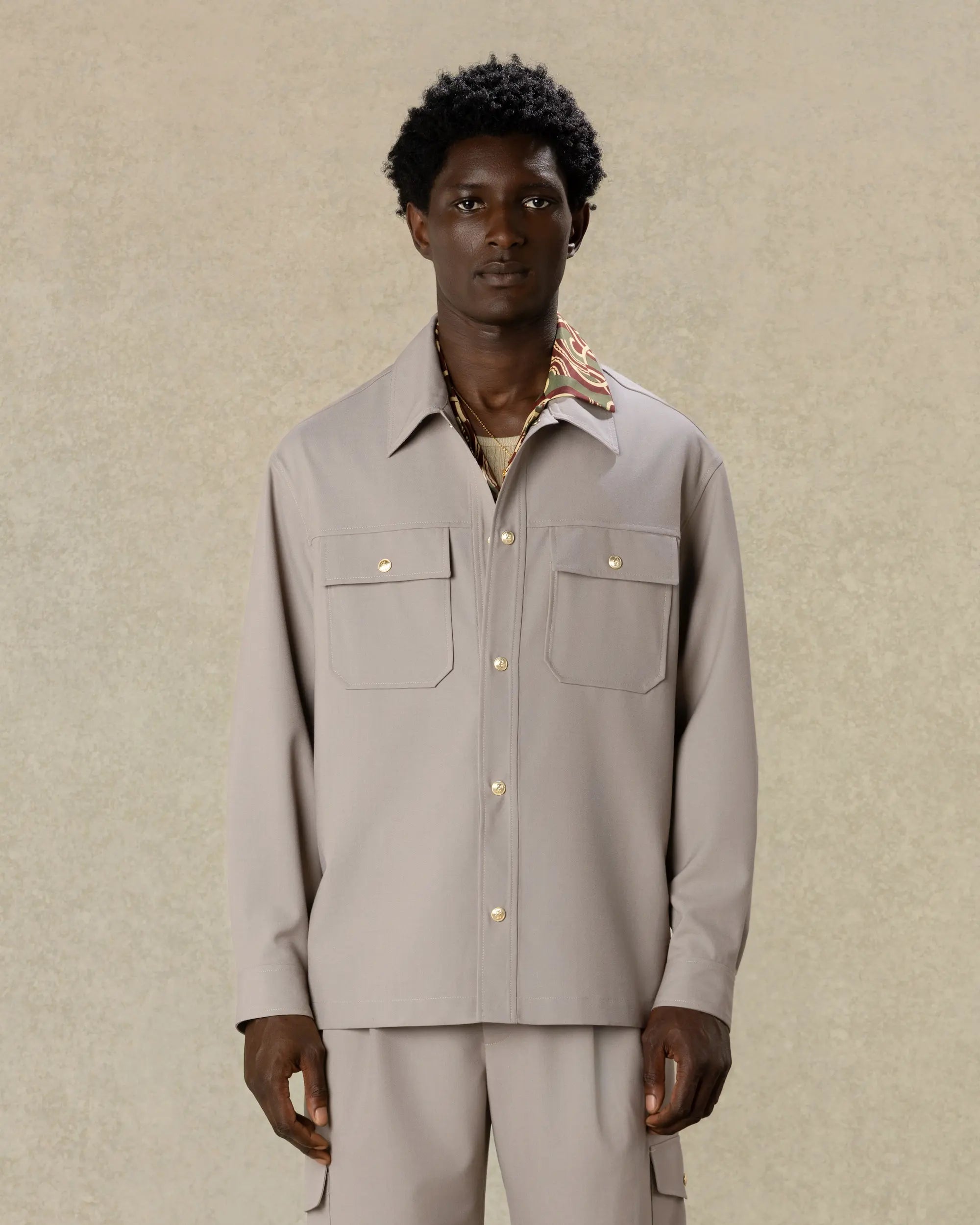 Drôle De Monsieur Pocket Overshirt Hemdjacke Beige Wolle
