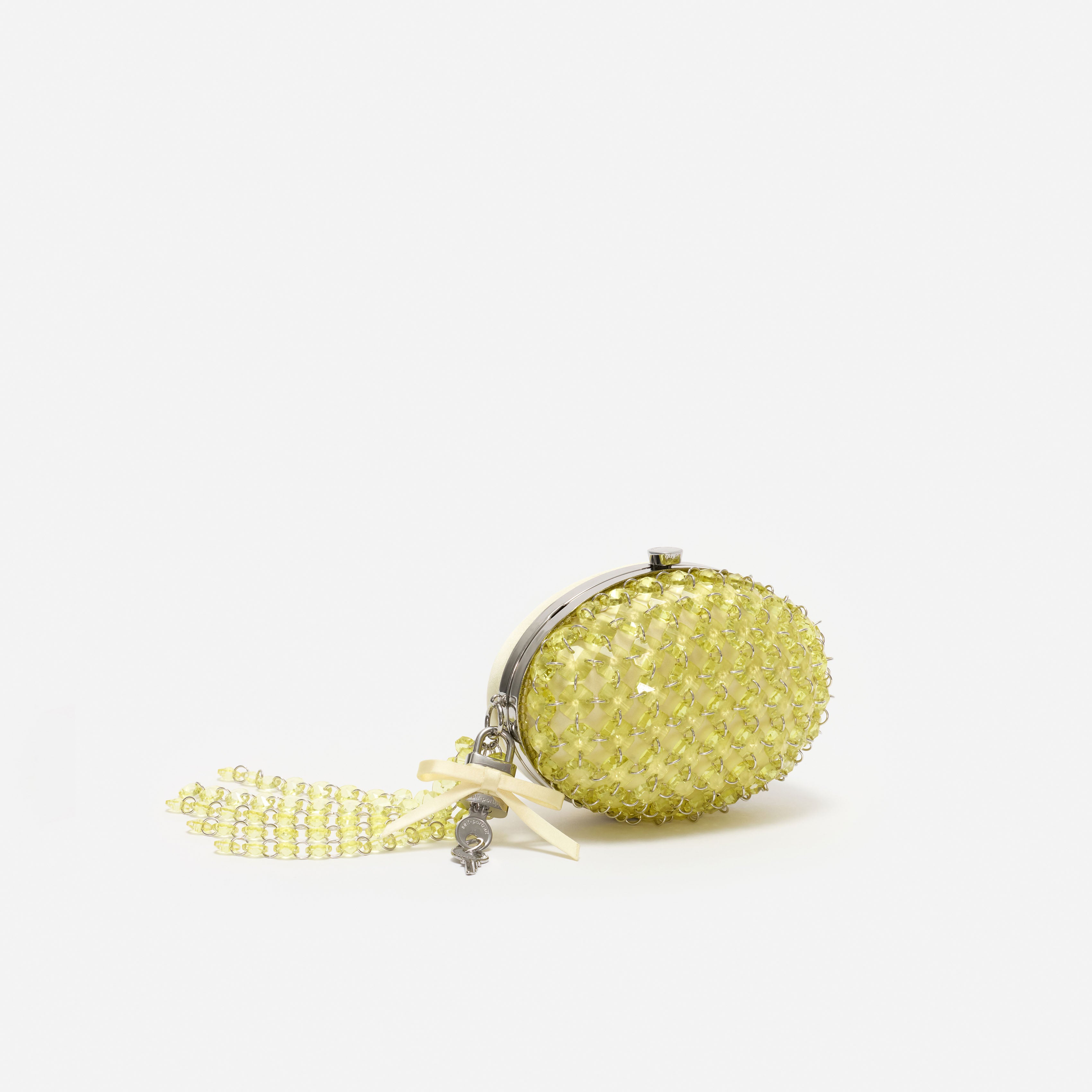 Self-Portrait Yellow Oval Crystal Clutch gelb Mikro