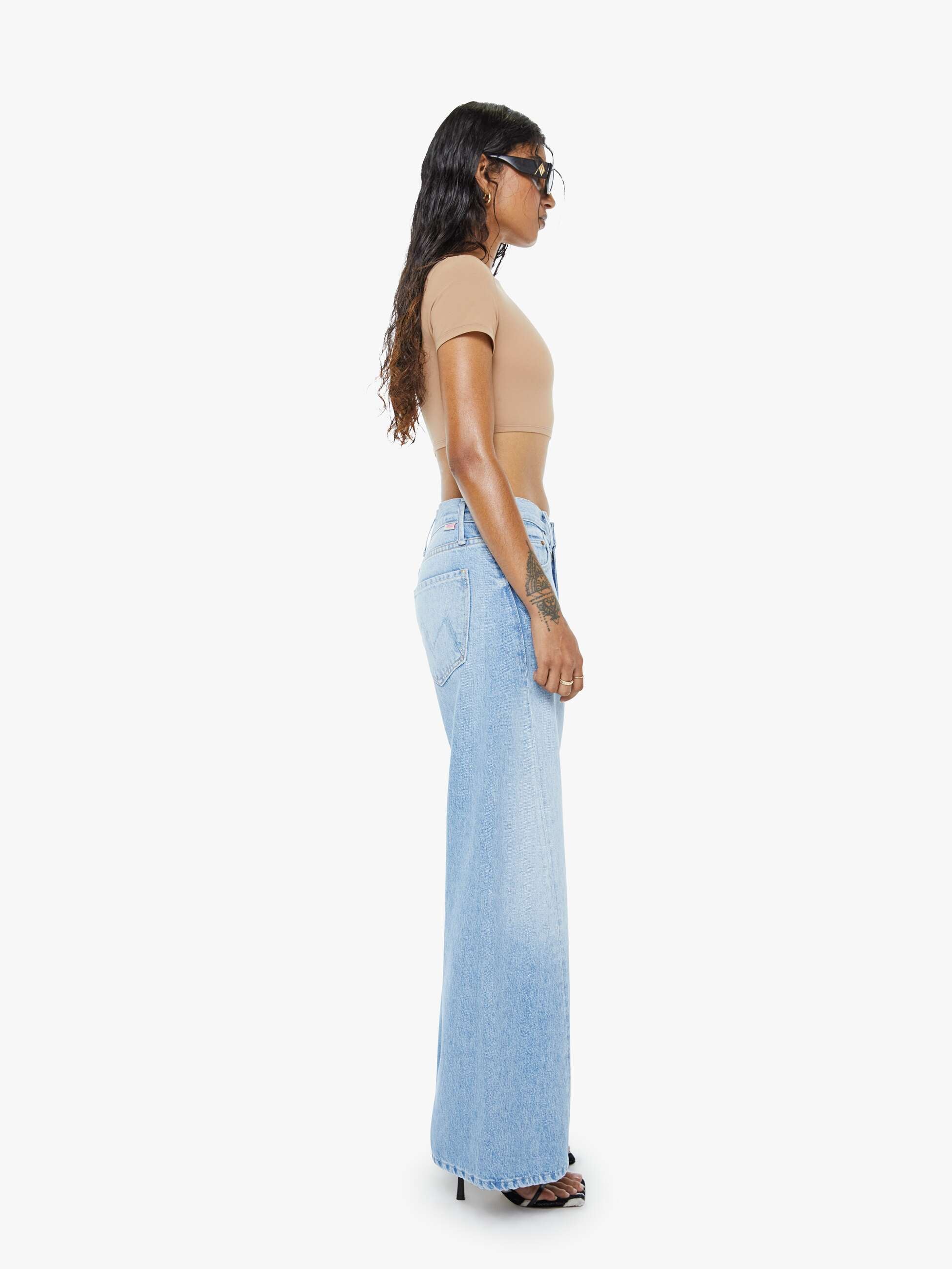 Mother Lil Lemon Twist Sneak Petite Wide Leg Jeans Munchies