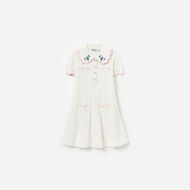 Self-Portrait Dresses Cream Heart Knit Kleid Creme Strick