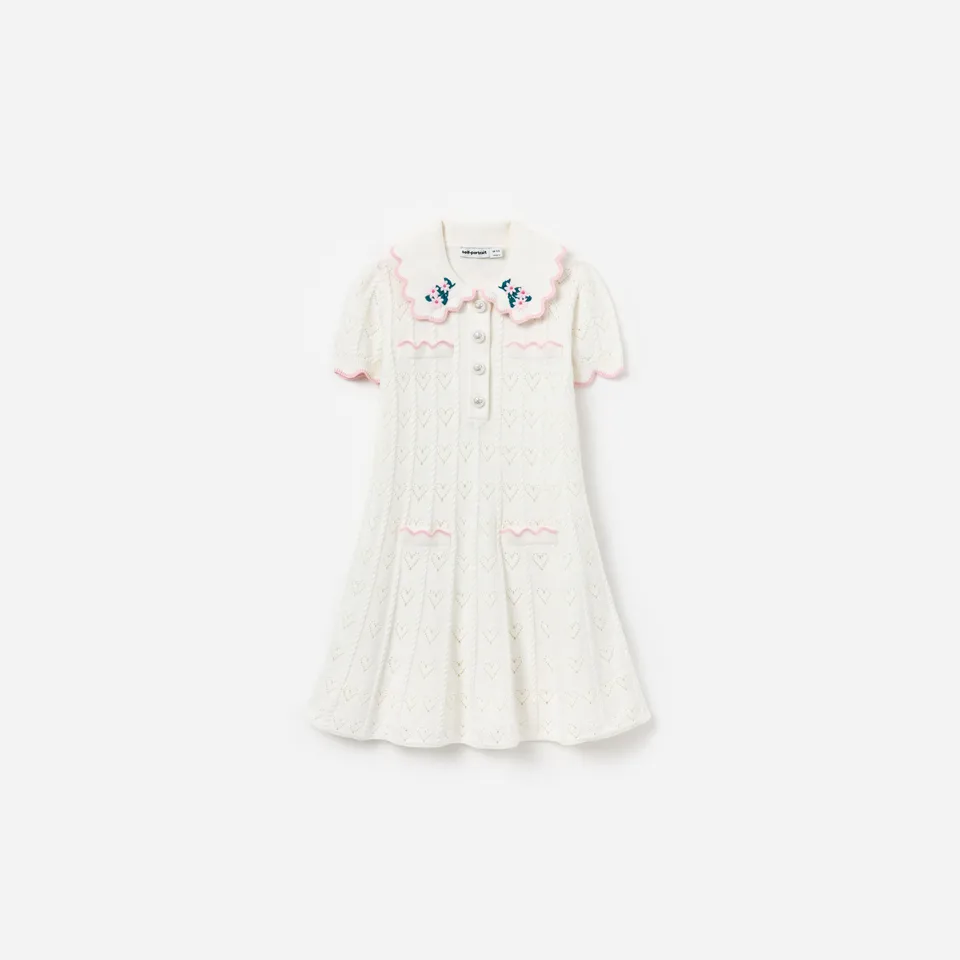Self-Portrait Dresses Cream Heart Knit Kleid Creme Strick