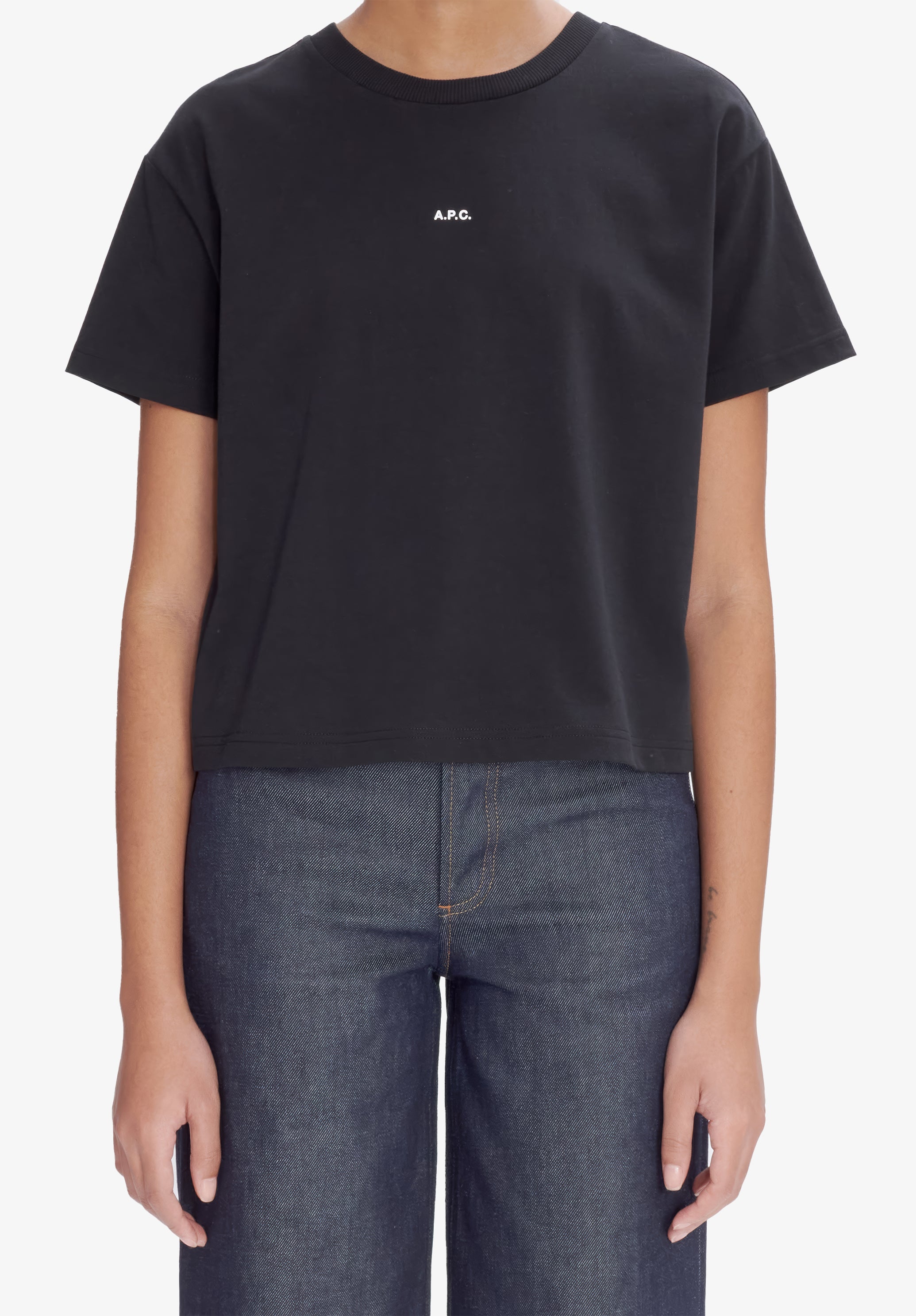 A.P.C. Boxy Micro Logo T-Shirt schwarz GOTS