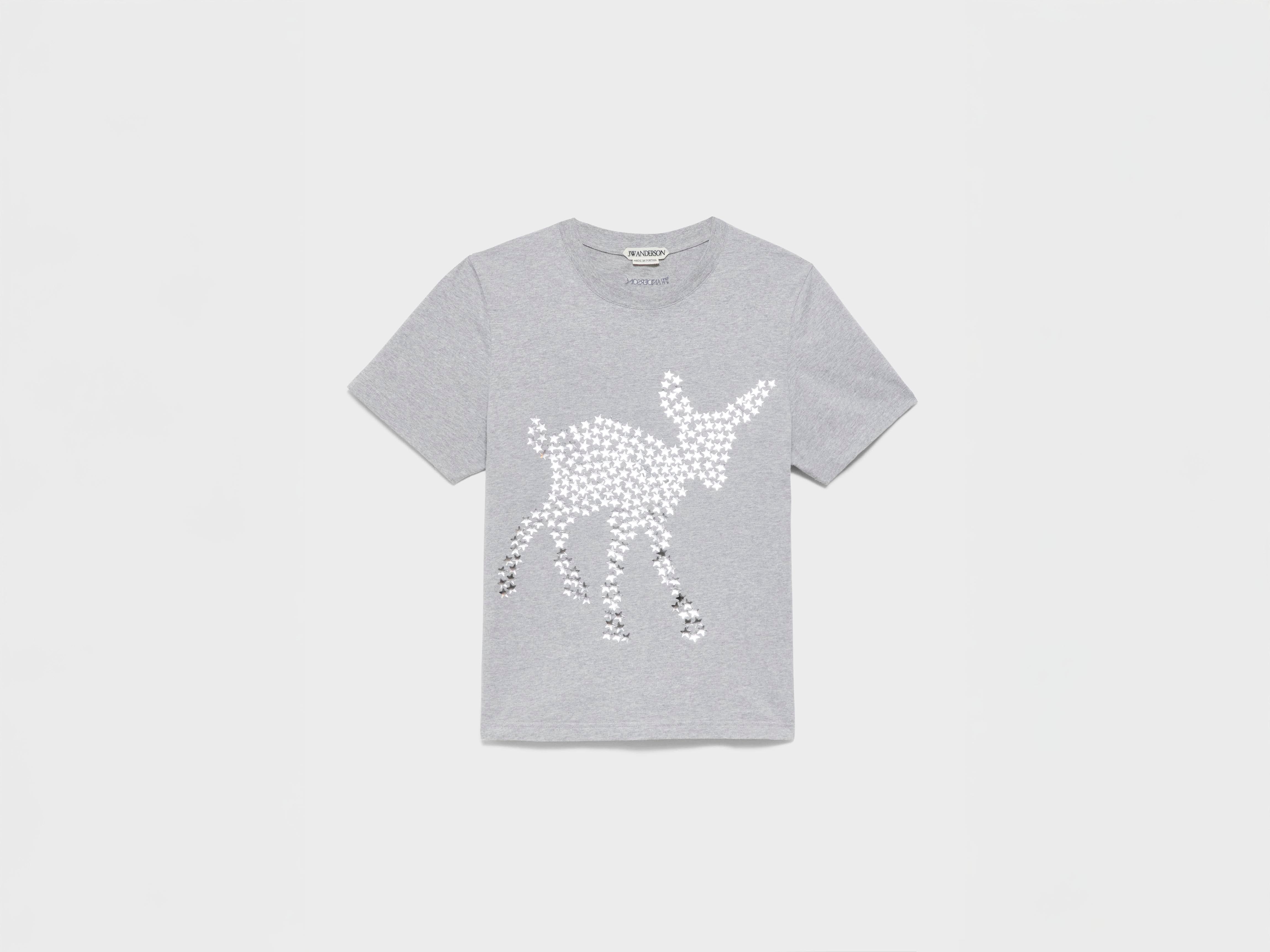 J.W.Anderson Animal Stars Graphic T-Shirt Baumwolle Mid Grey