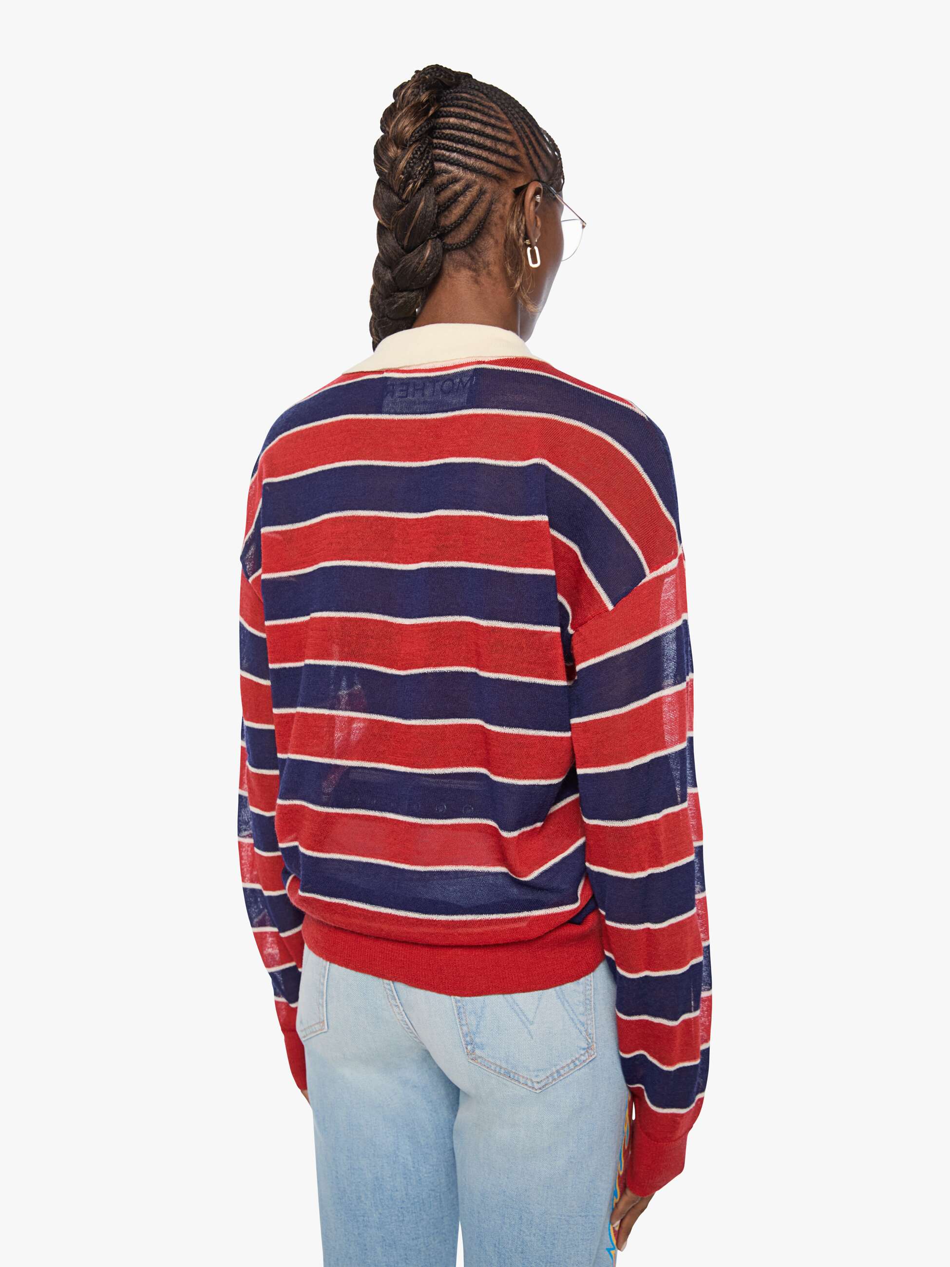 Mother Sweaters The Biggie Raquette Pullover Rot-Blau Wolle