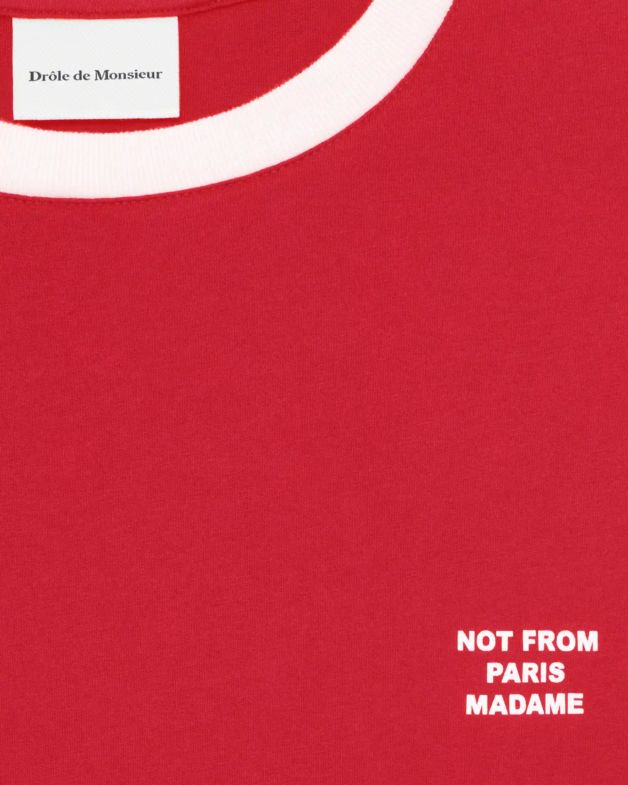 Drôle De Monsieur Contrasted Slogan T-Shirt rot Baumwolle Slim